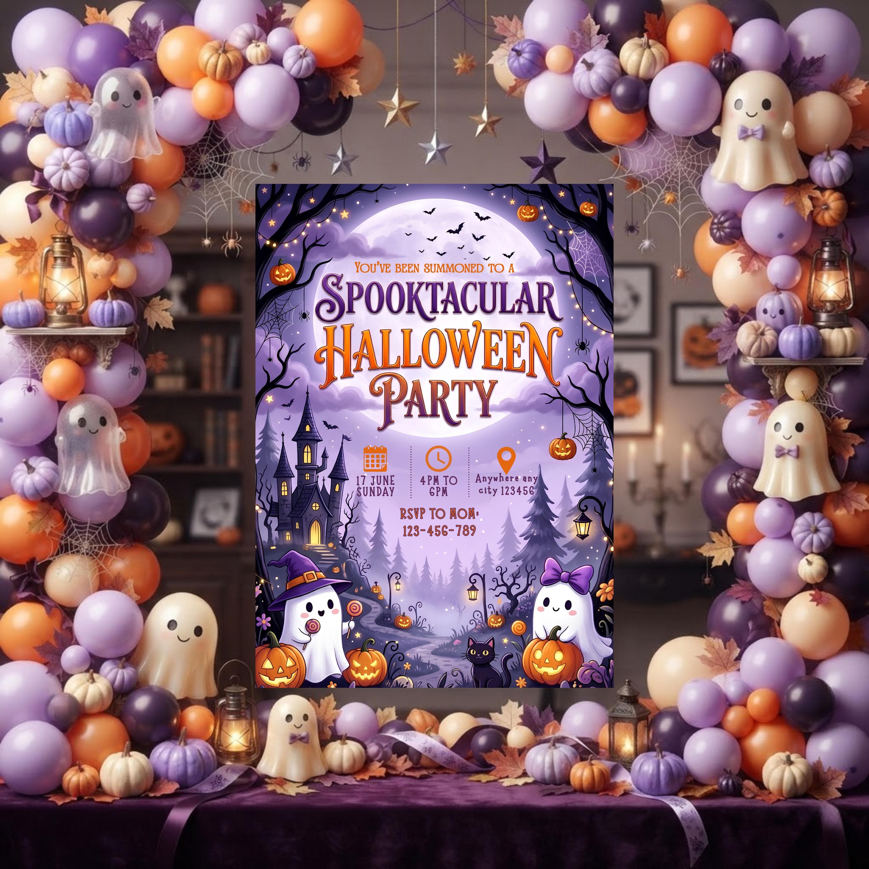 Halloween Party Invitation Editable Spooktacular Ghost Party Invite Printable Ghost Halloween Invite Instant Download