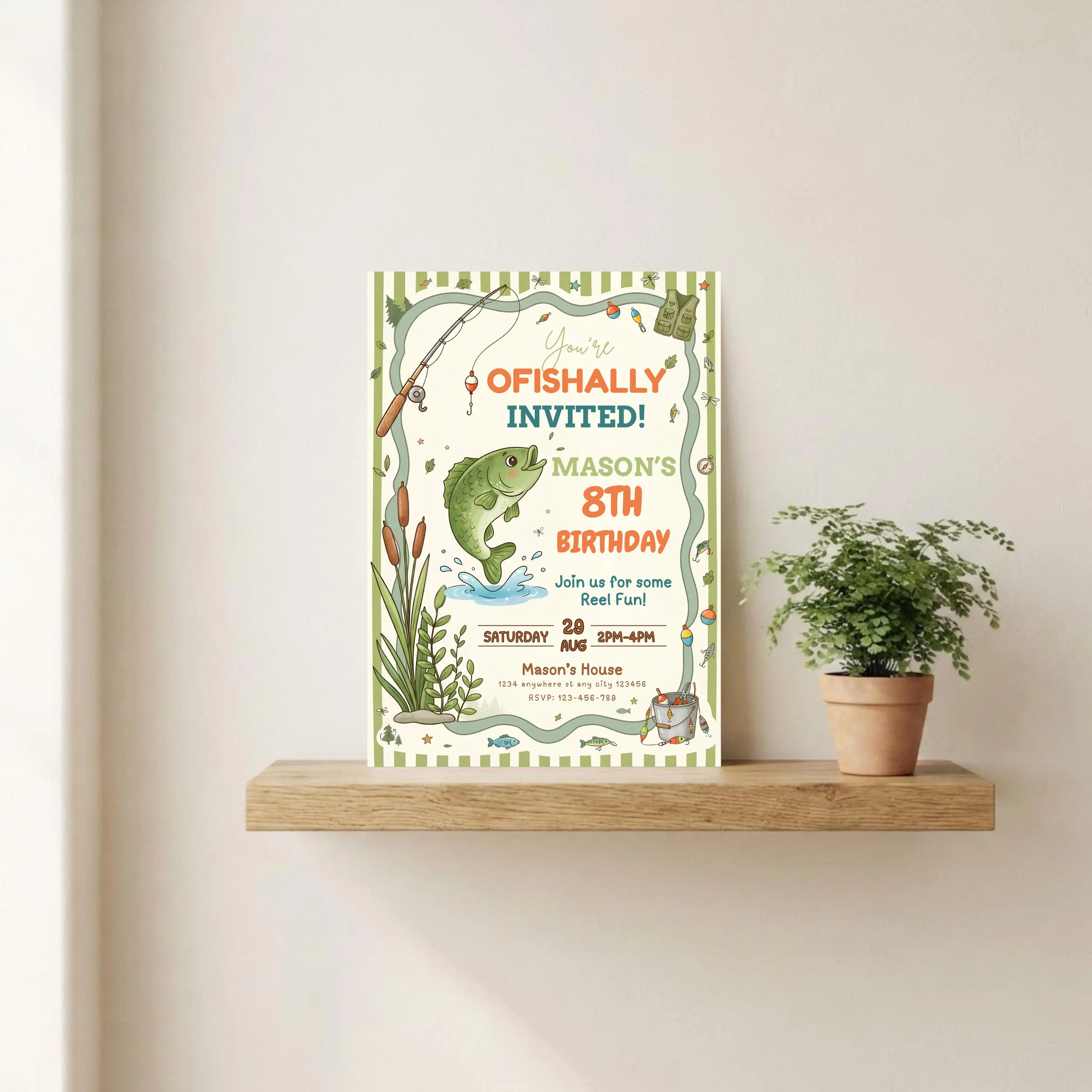 Fishing Birthday Invitation Template Editable It's O-Fish-Ally Birthday Invite Boys & Girls Bday Digital Evite Little Fisherman Bday Invite - image 5