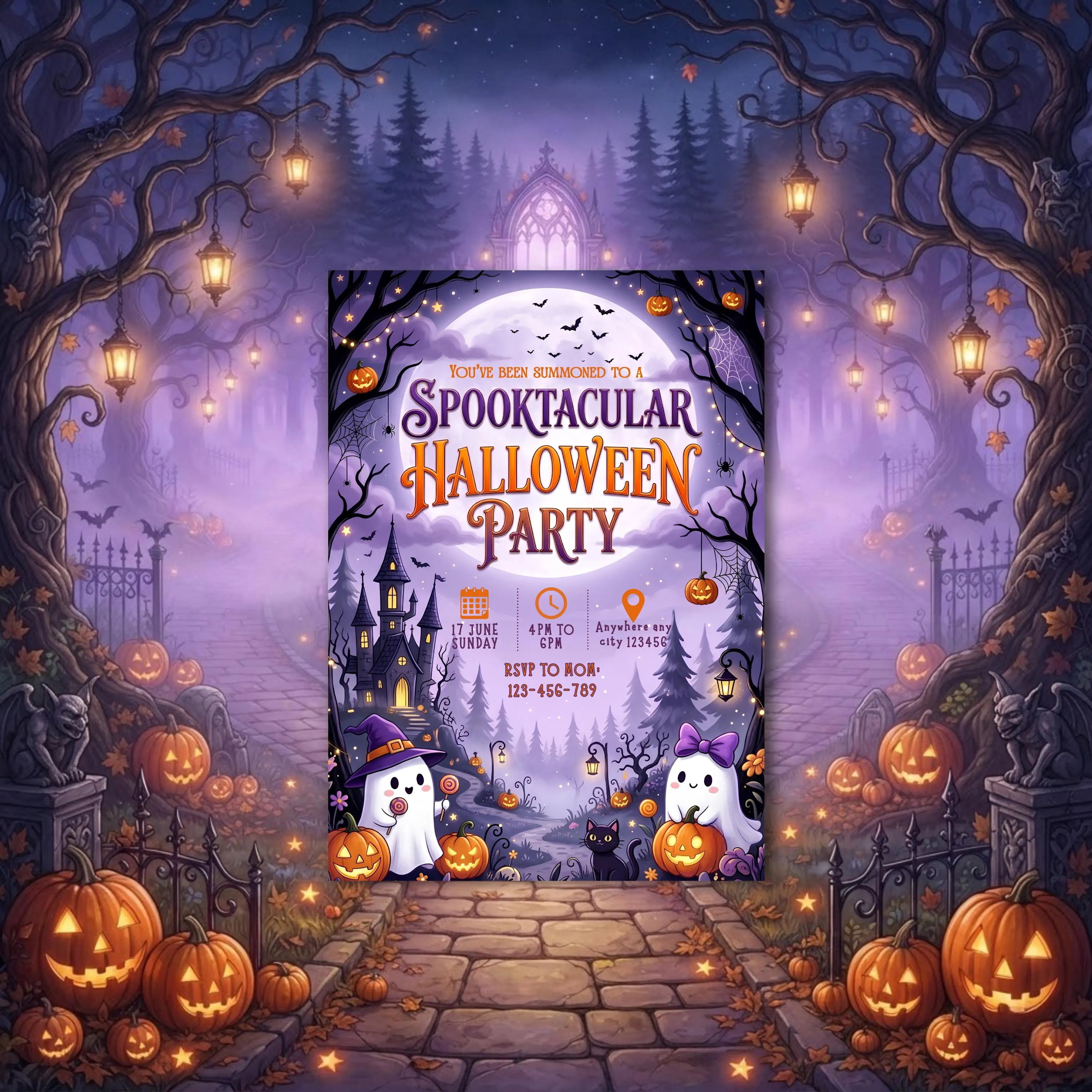 Halloween Party Invitation Editable Spooktacular Ghost Party Invite Printable Ghost Halloween Invite Instant Download - image 4