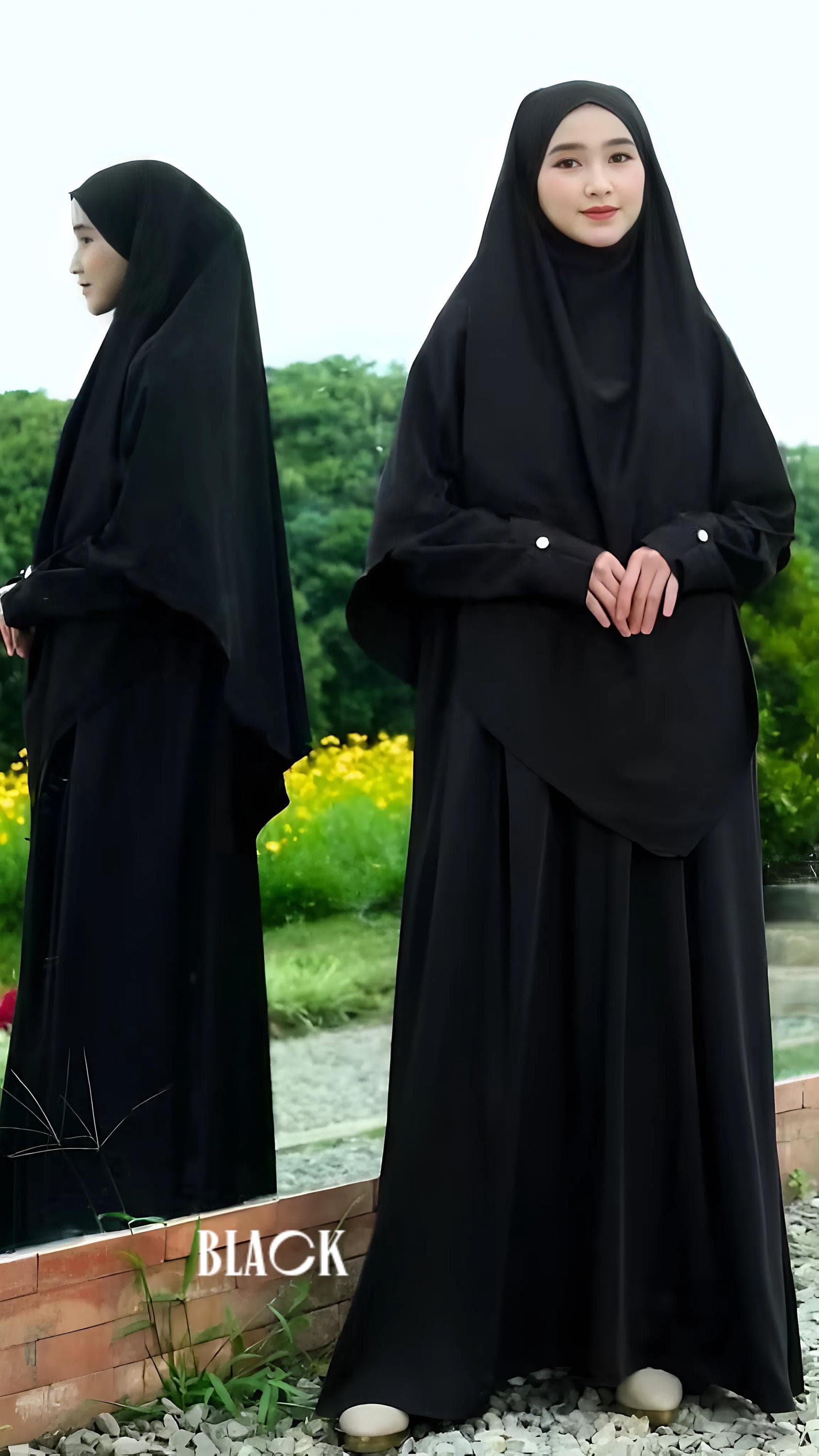 Batwing Abaya & French Khimar Set: UV-Resistant Muslim Dress - image 4