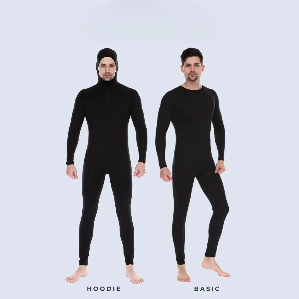 Men’s Full Body Wetsuit | Diving & Surfing Suit with Hoodie or Basic Style, Spandex Elastic Swimwear, Salt and Chlorine Resistant