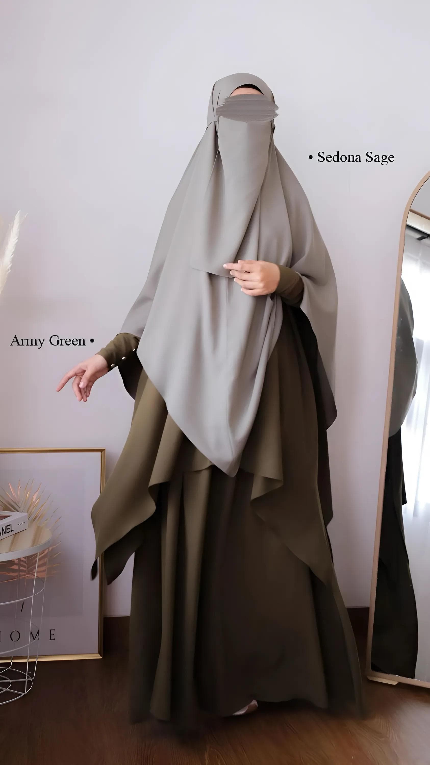 Tory Burch Fabric Muslim Dress: Tunic Skirt Khimar Set with Gold Buttons - image 3