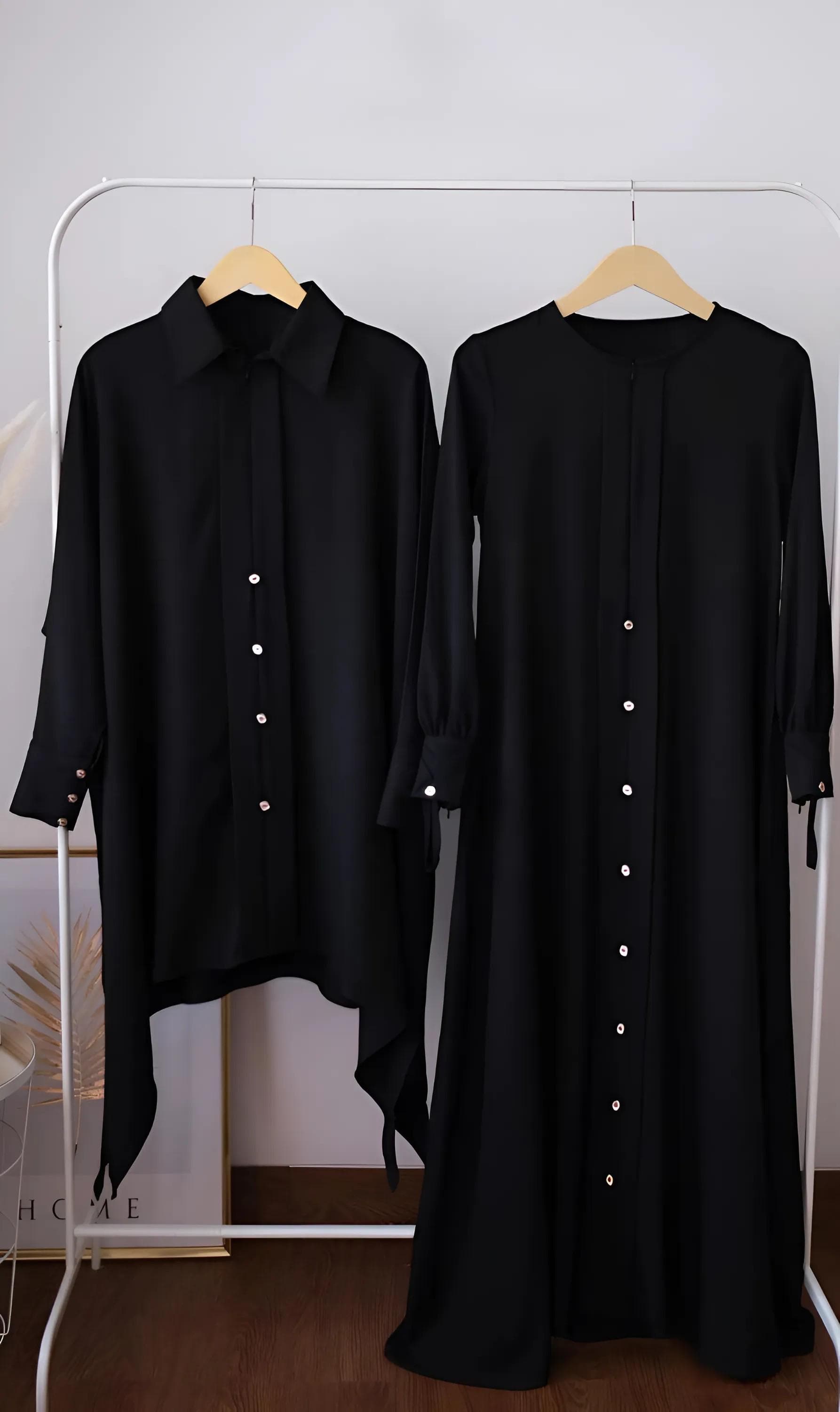 Tory Burch Fabric Muslim Dress: Tunic Skirt Khimar Set with Gold Buttons - image 4