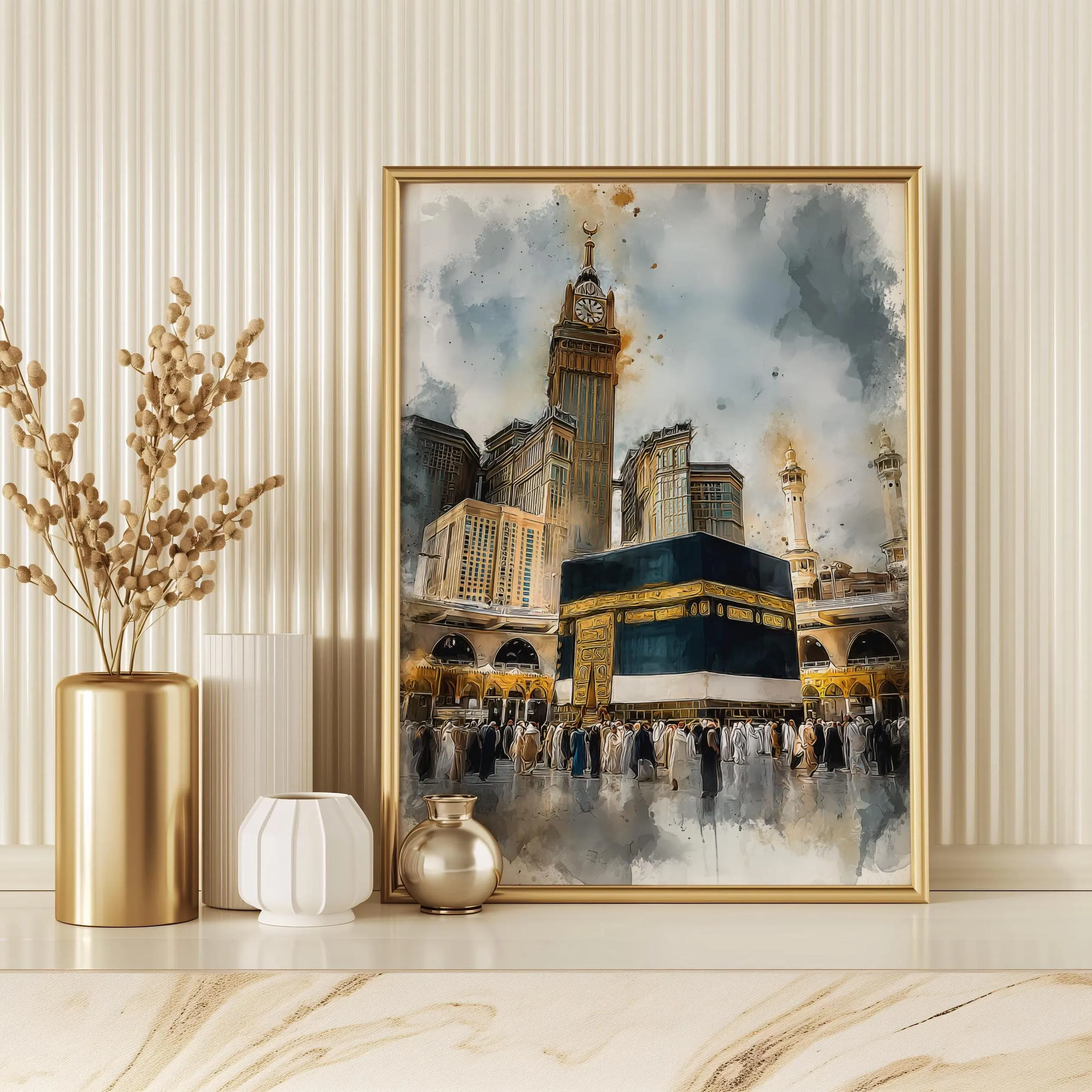 Kabbah Makkah Islamic Wall Art Watercolour Style Print Muslim Home Decor - image 5