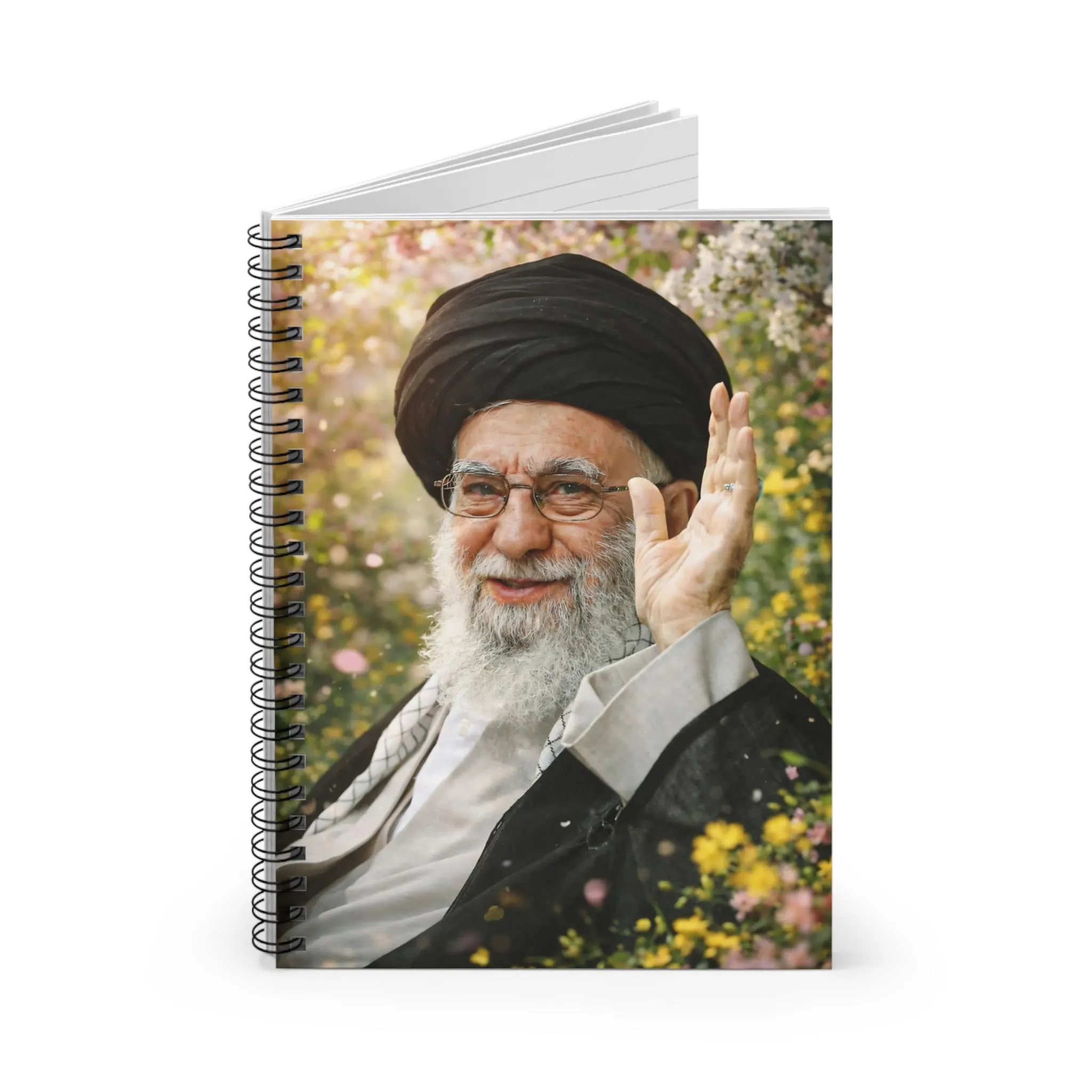 Ayatollah Khamenei Floral Photo Portrait Shia Islamic Spiral Journal