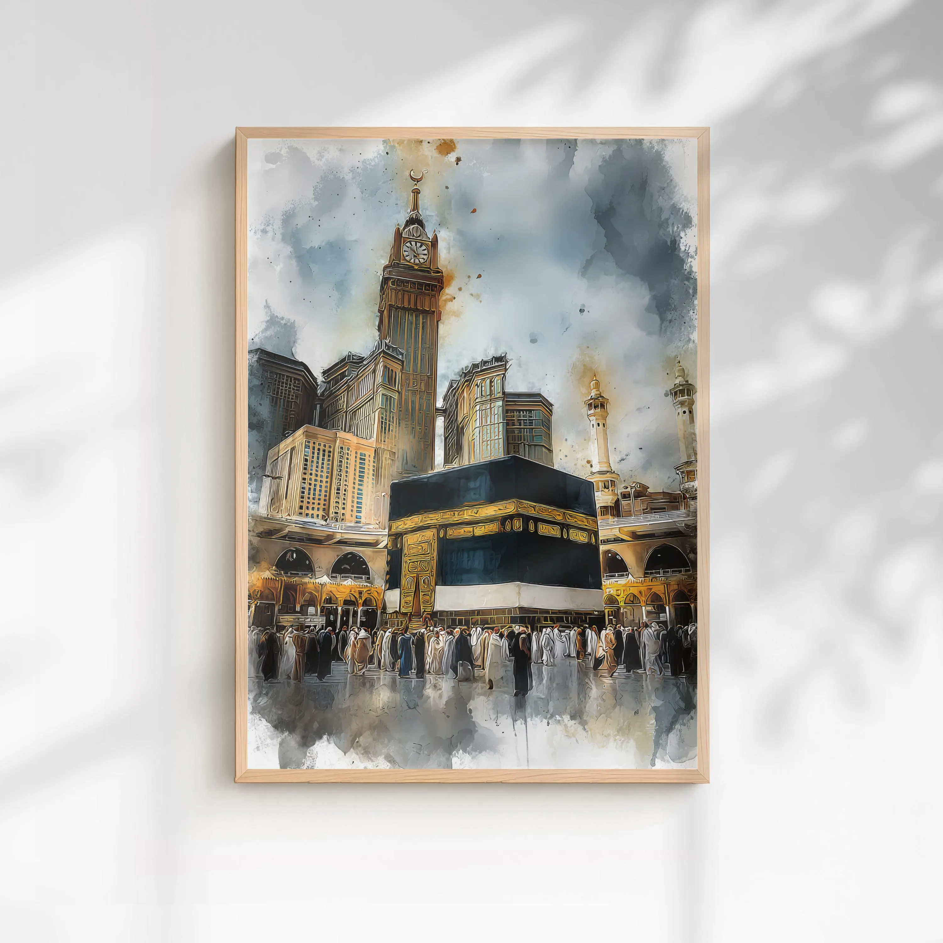 Kabbah Makkah Islamic Wall Art Watercolour Style Print Muslim Home Decor