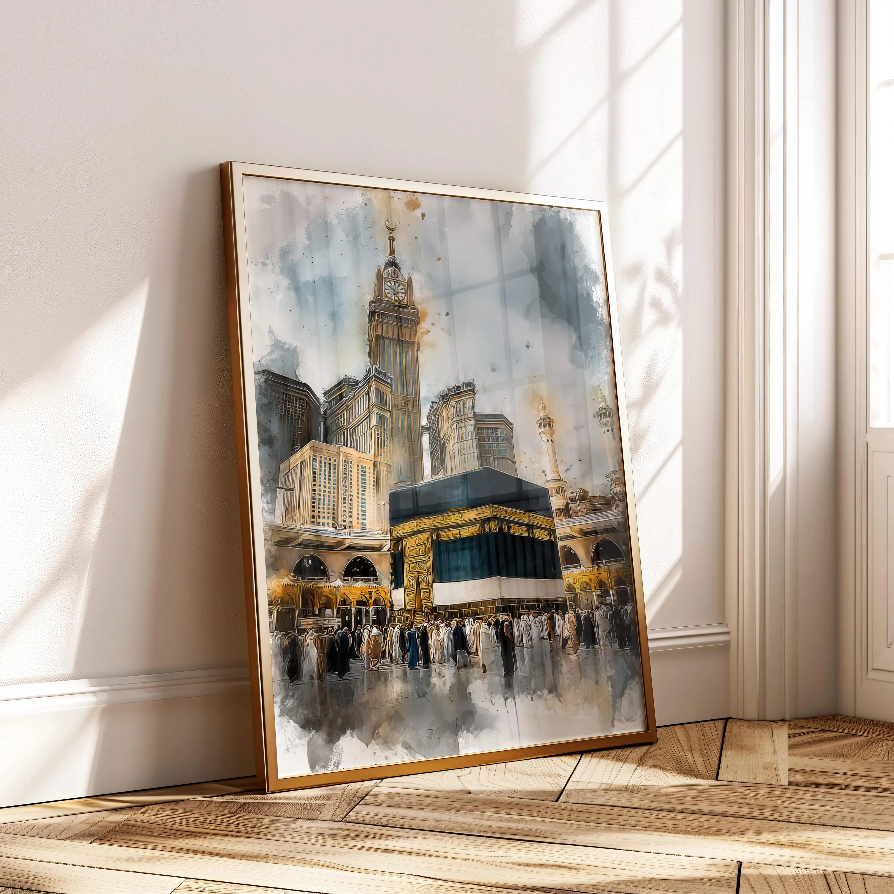 Kabbah Makkah Islamic Wall Art Watercolour Style Print Muslim Home Decor - image 3