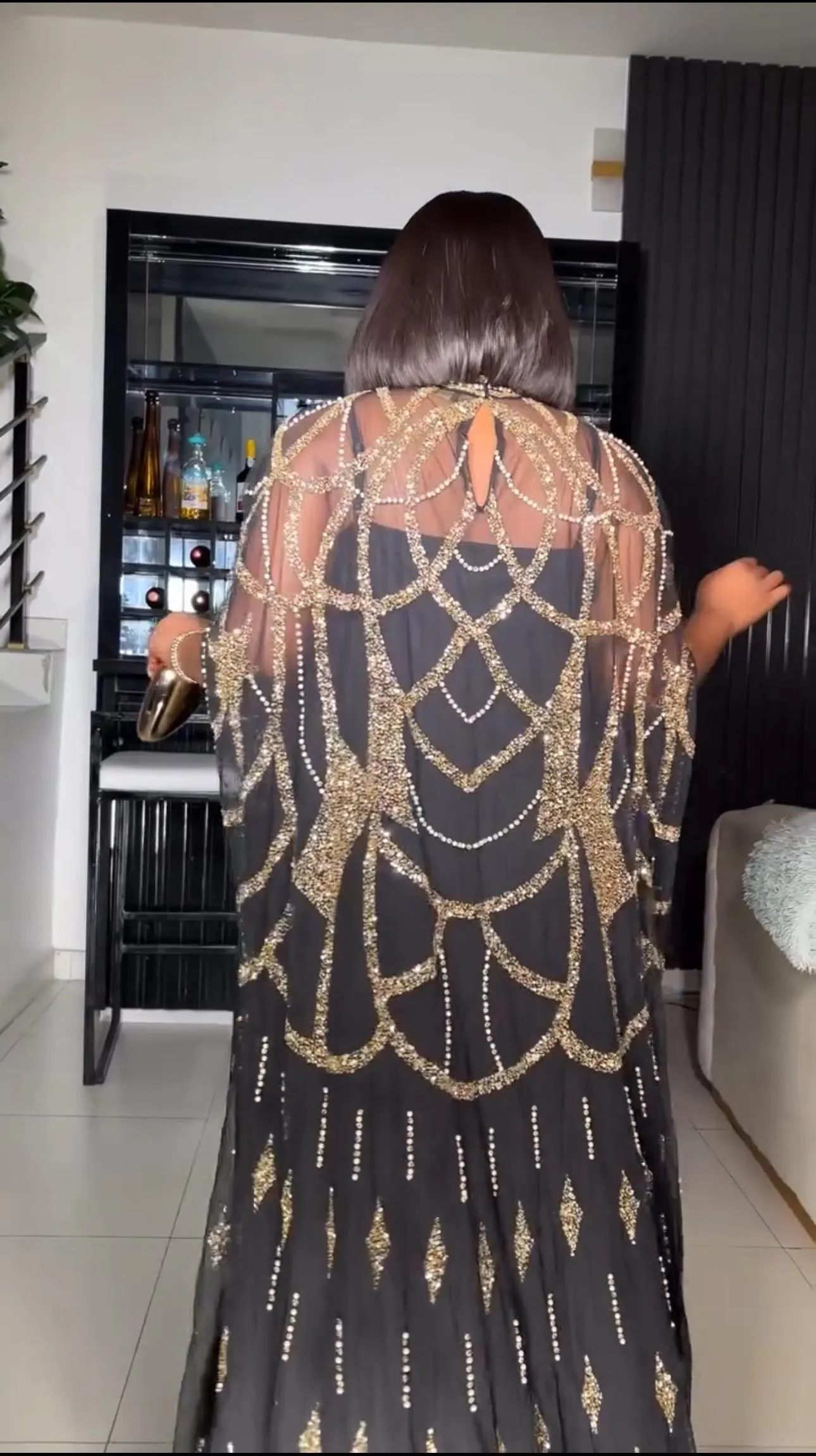 Gold Beaded Kaftan Wedding Guest Dress Mother of Bride Black Tie Attire Birthday Photoshoot Gala Reception Celebrant Holiday Cocktail Party - image 4