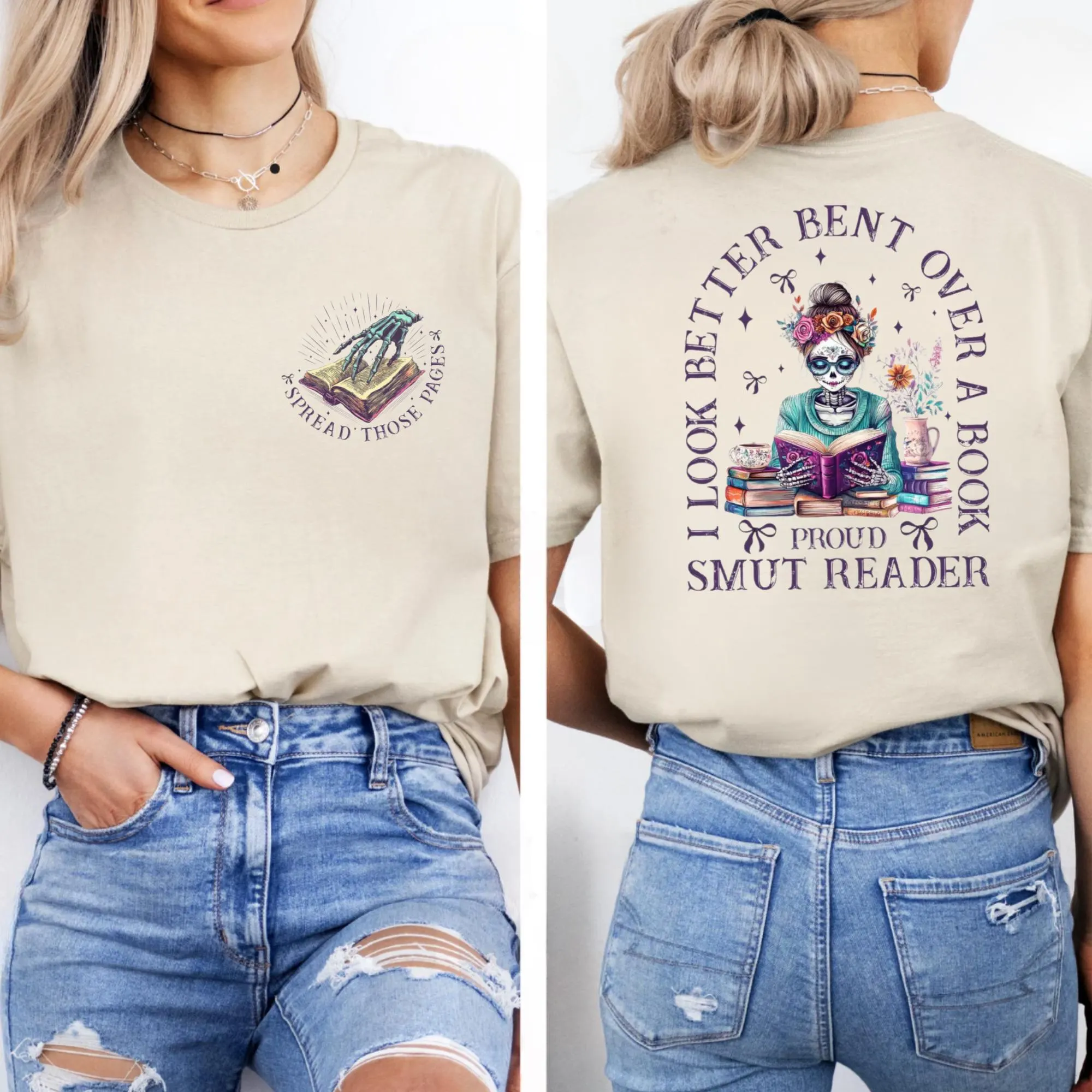 Funny Smut Reader Shirt: Skeleton Book Lover Tee