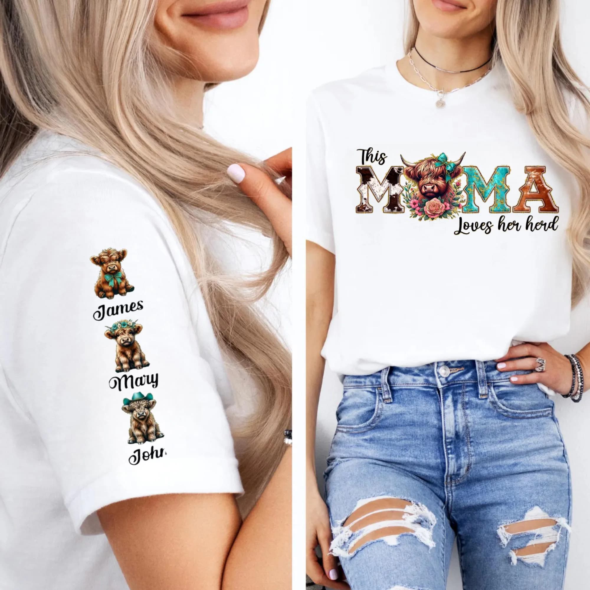 Personalized Cow Mom Sweatshirt, Custom Kids Names, Farmer Mama Hoodie, Custom Cow Print Mama Shirt with Kids Names - image 4