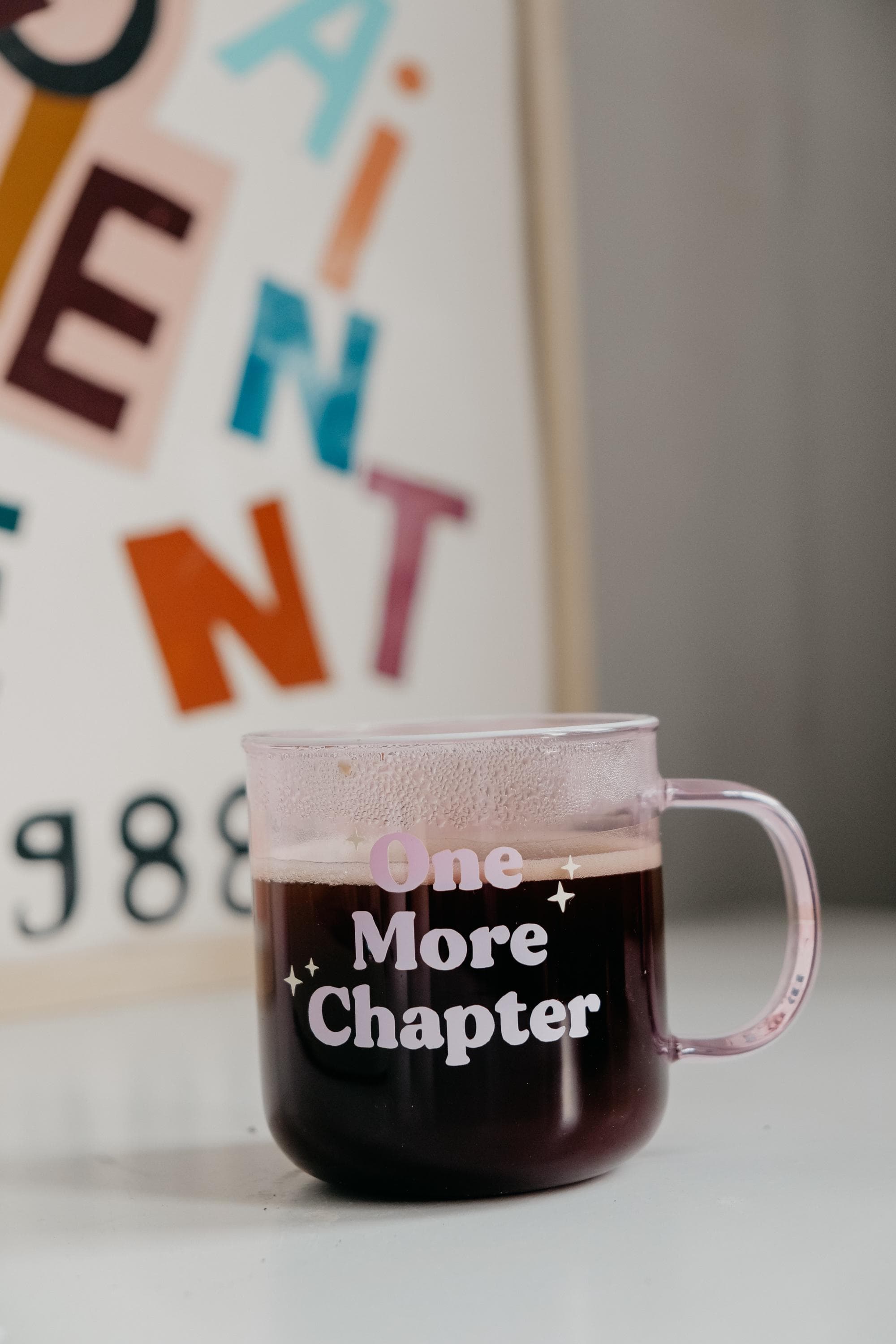 One More Chapter Library Pink Glass Mug | Bookish Gifts For Reader | Reading Coffee Cup, Book Lover Birthday Gift | Booktok Gifting - image 3