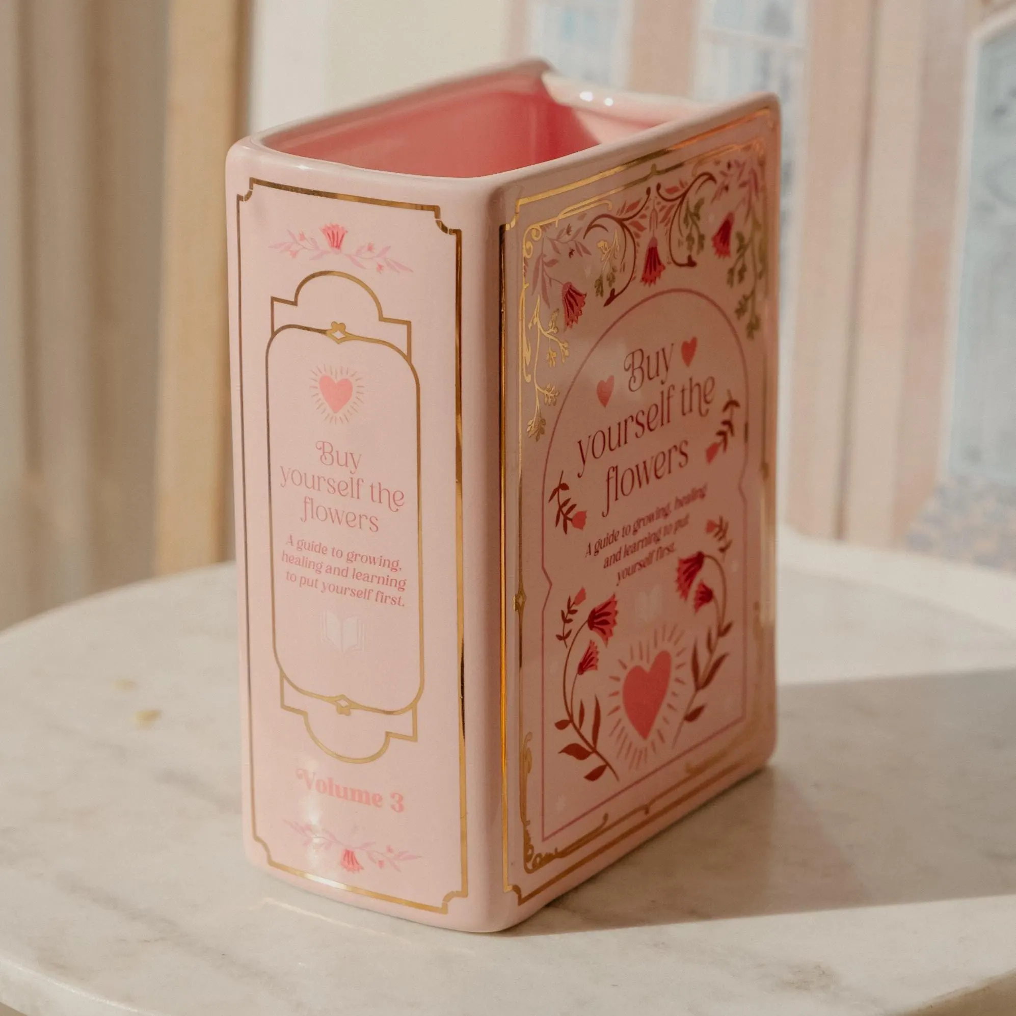 Pink Book Shaped Vase | Myths, Fairytales and Legends Romantasy Reader | Literary Girl Gifts | Reader Gift | Book Aesthetic Vase | Bookish