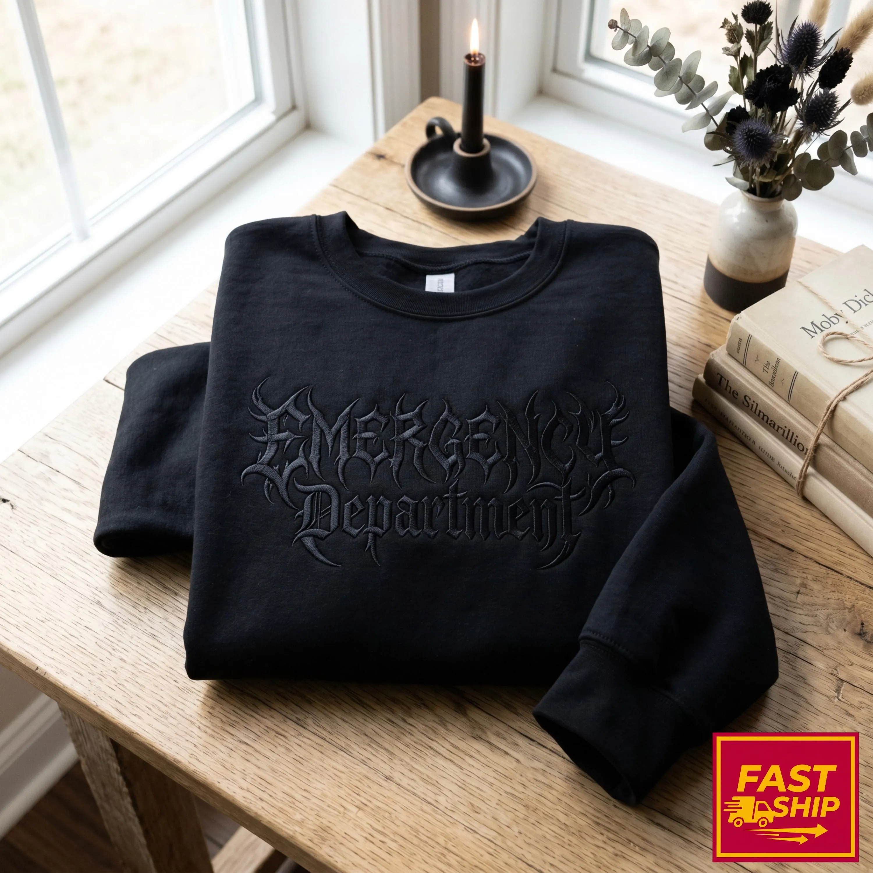 Embroidered Emergency Department Heavy Metal SweatShirt, ER Nurse Gift - image 4