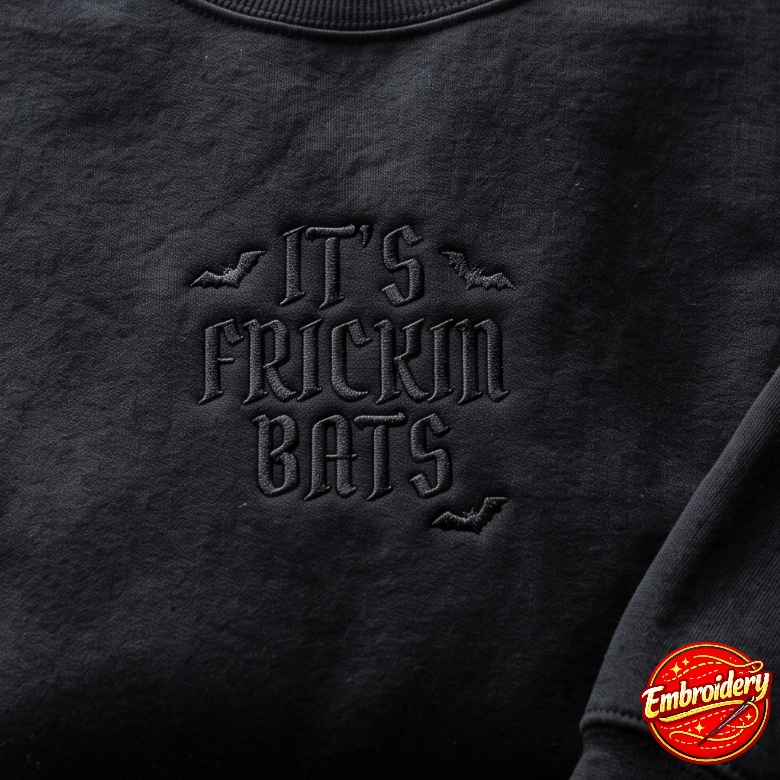 Embroidered It's Frickin Bats Sweatshirt, Halloween Sweatshirt, Spooky Season,, Funny Halloween, Scary Halloween Shirt, Bat - image 3
