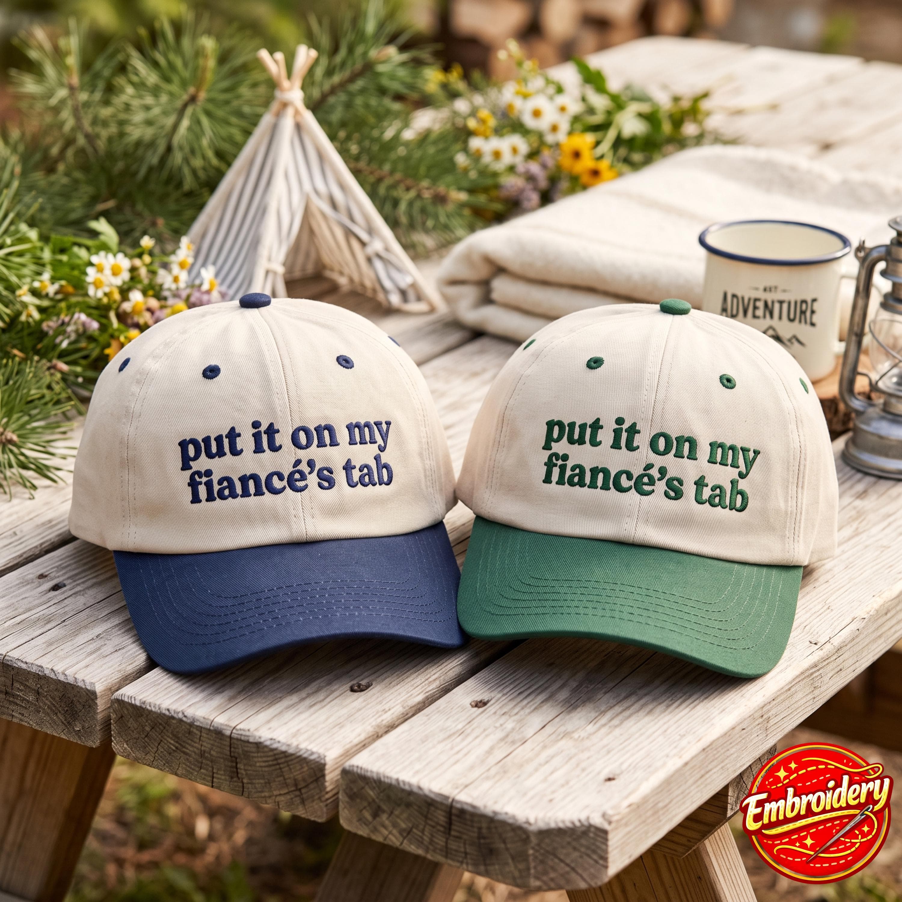 Embroidered Put it on my fiancé’s tab Baseball Hat, Bachelorette Party Gift