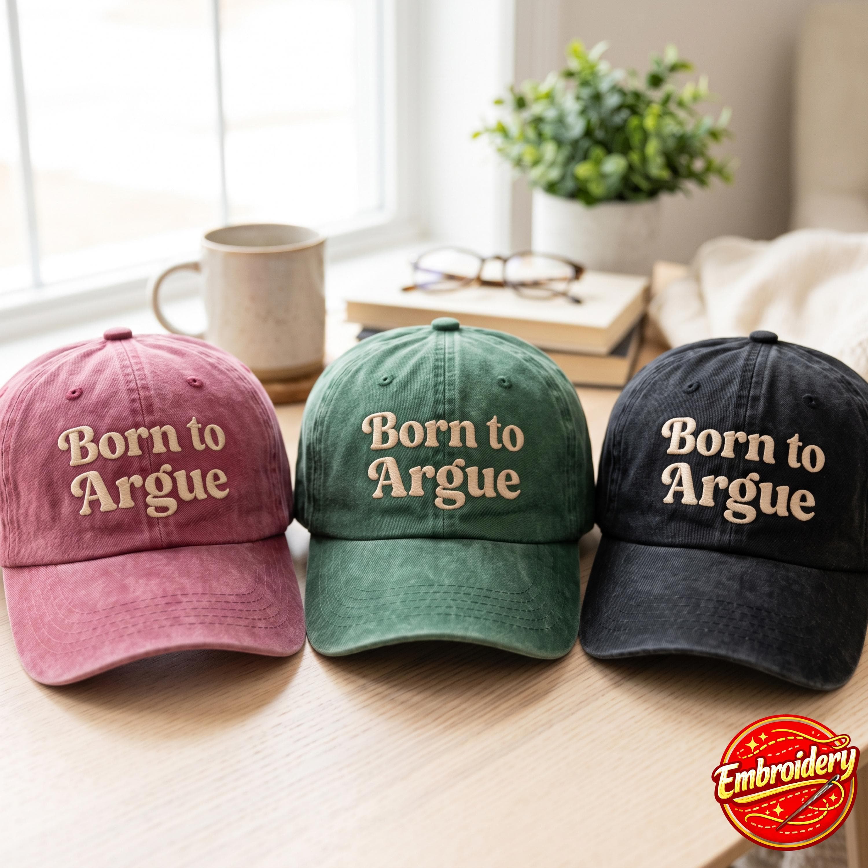 Embroidered Washed Cap Born to Argue Lawyer Gift