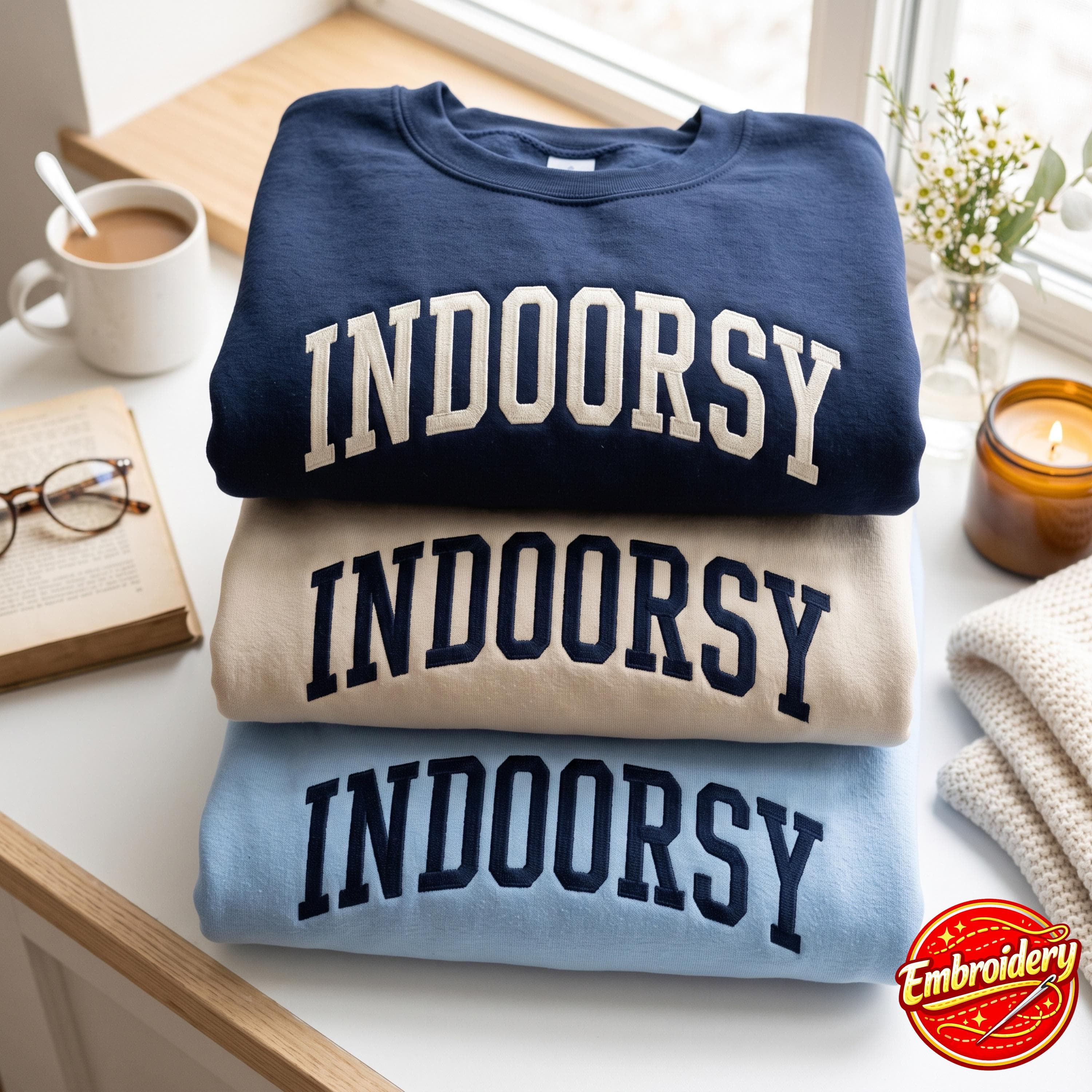 Embroidered Indoorsy Sweatshirt, Indoorsy Shirt, Indoorsy, Cute Gifts for Introverts , Homebody Tee