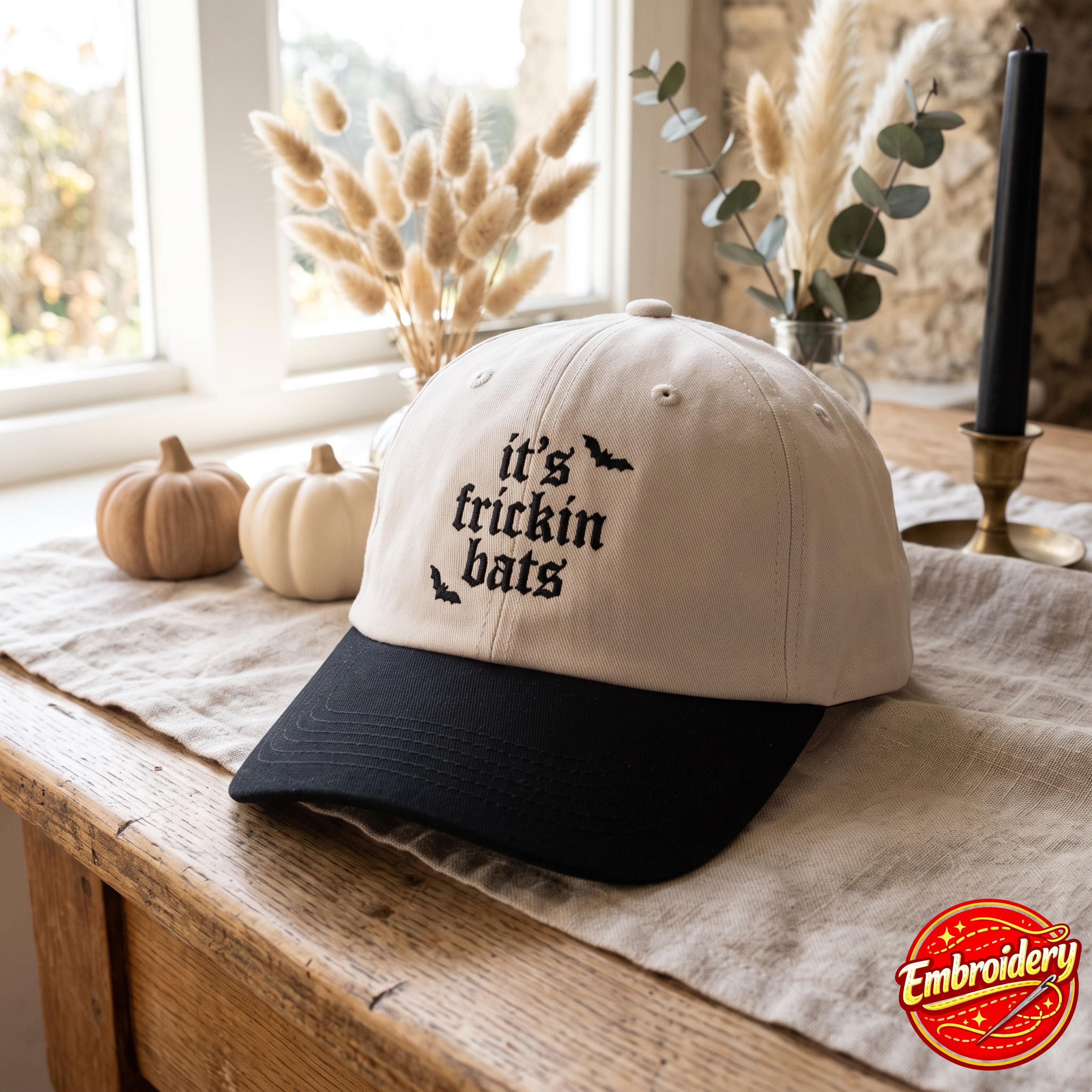 Embroidered It's Frickin Bats Baseball Cap, Halloween Cap, Spooky Season,, Funny Halloween, Scary Halloween Cap, Bat Baseball Hat