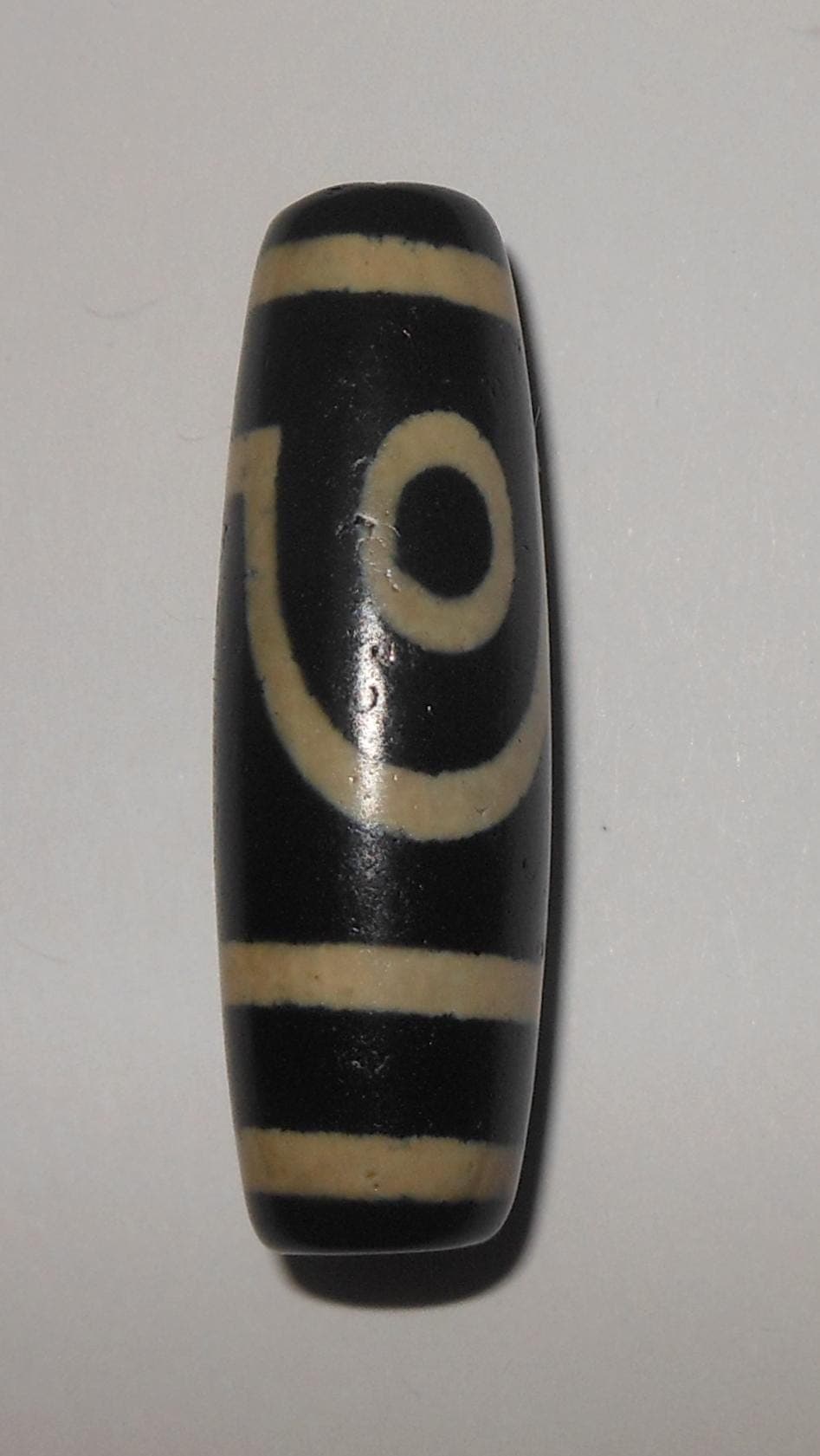 no. 160 - Two Eyes - Gzi Dzi Himalaya Tibet Amulet Bead - Man Necklace - Tibetan Mala