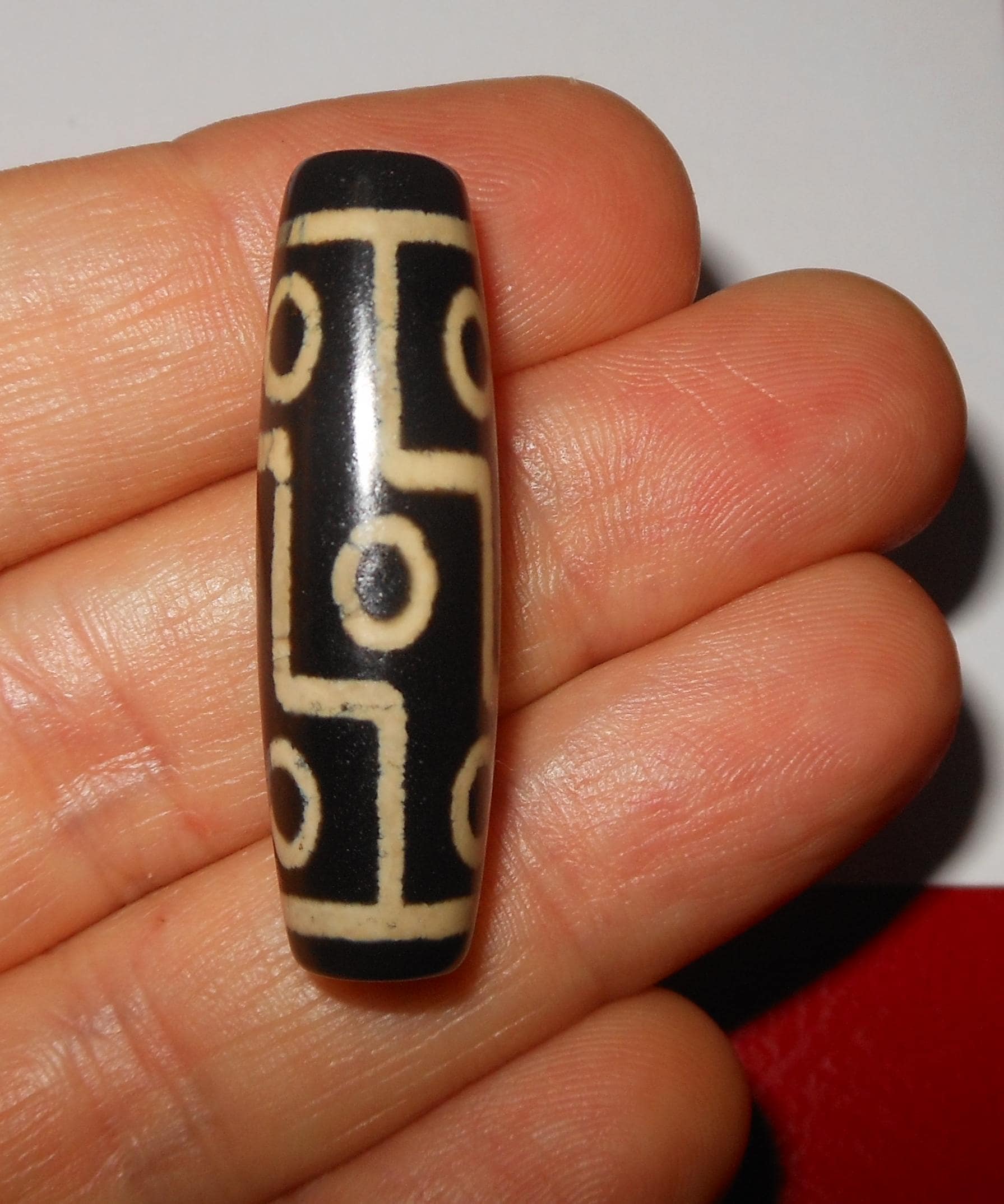 no. 167 - Rare Nine Eyes - Gzi Dzi Himalaya Tibet Amulet Bead - Man Necklace - Tibetan Mala - image 3