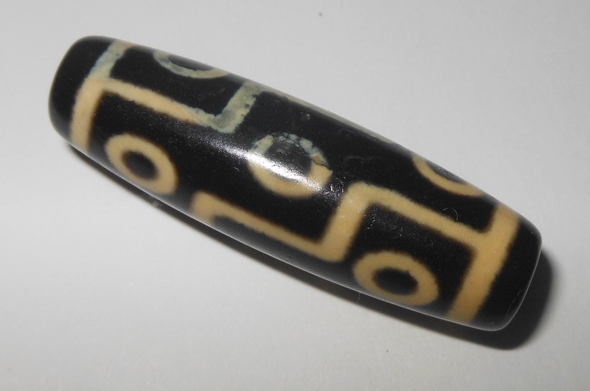 no. 168 - Rare Nine Eyes - Gzi Dzi Himalaya Tibet Amulet Bead - Man Necklace - Tibetan Mala - image 3