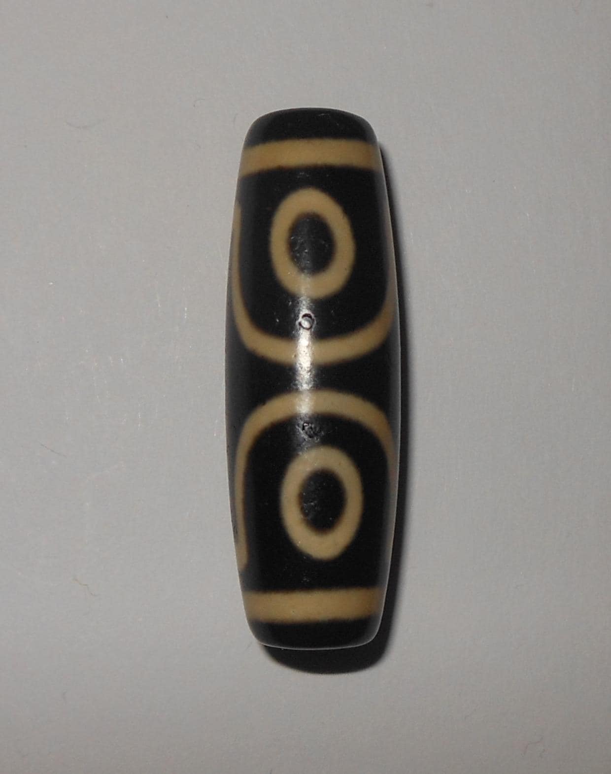 no. 157 - Tiger Skin - Three Eyes - Gzi Dzi Himalaya Tibet Amulet Bead - Man Necklace - Tibetan Mala