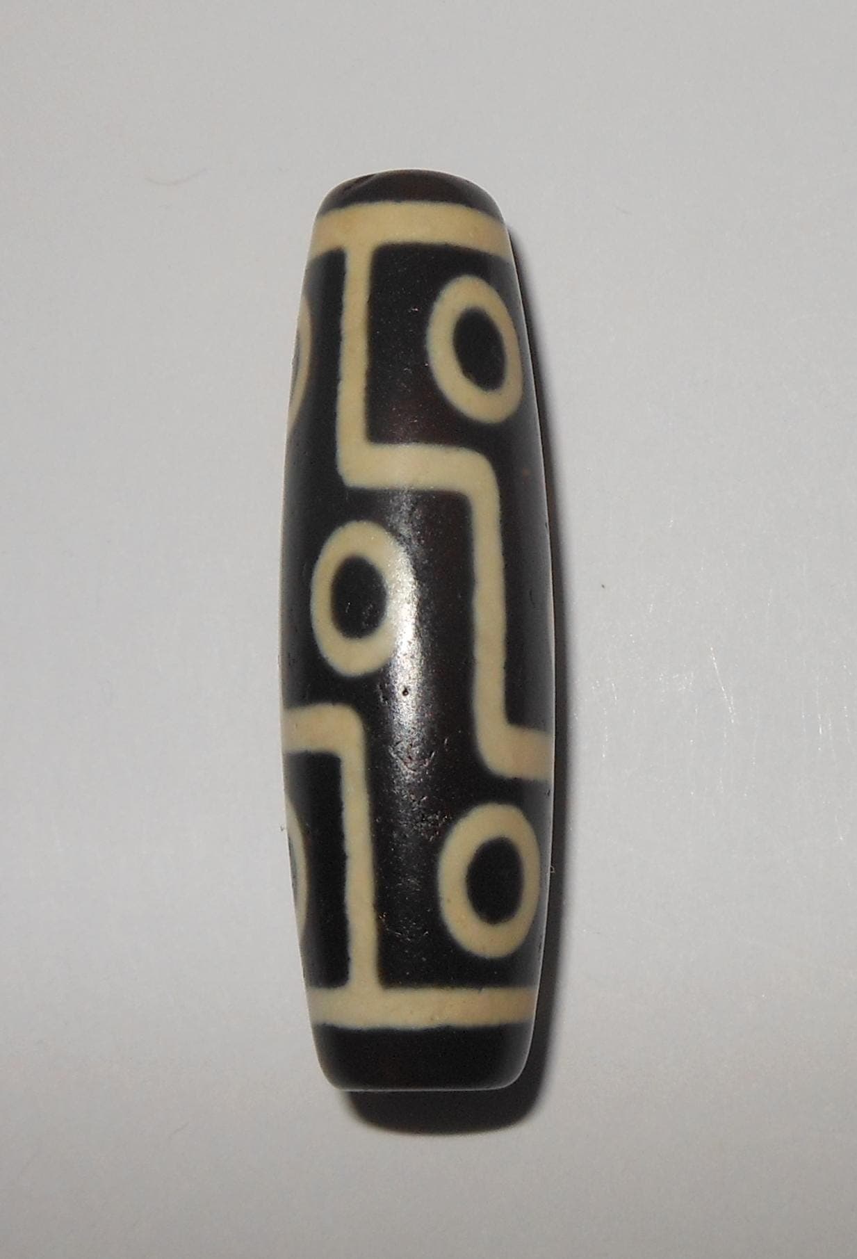 no. 179 - Rare Nine Eyes - Gzi Dzi Himalaya Tibet Amulet Bead - Man Necklace - Tibetan Mala - image 4