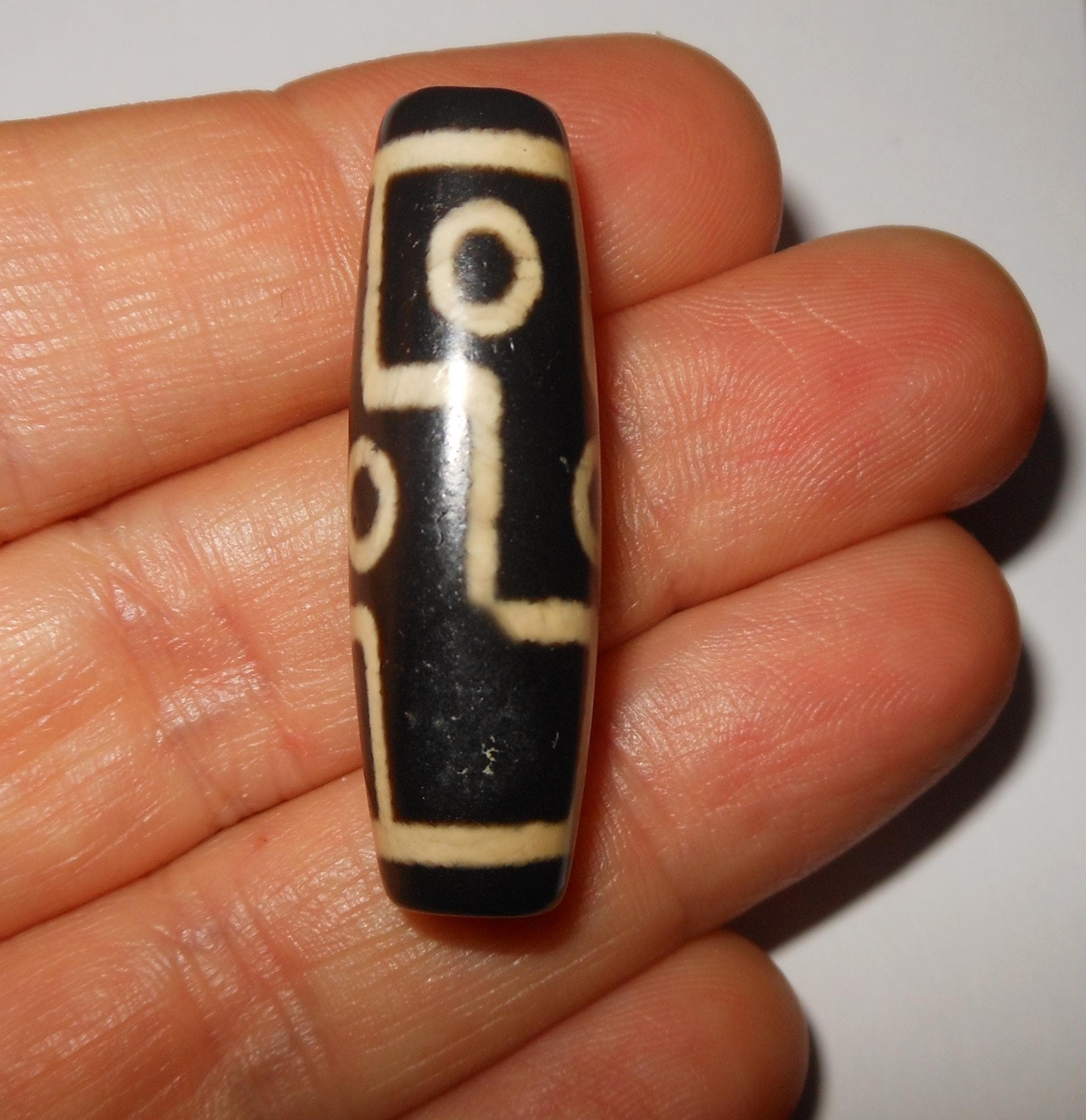 no. 164 - Rare Nine Eyes - Gzi Dzi Himalaya Tibet Amulet Bead - Man Necklace - Tibetan Mala - image 5
