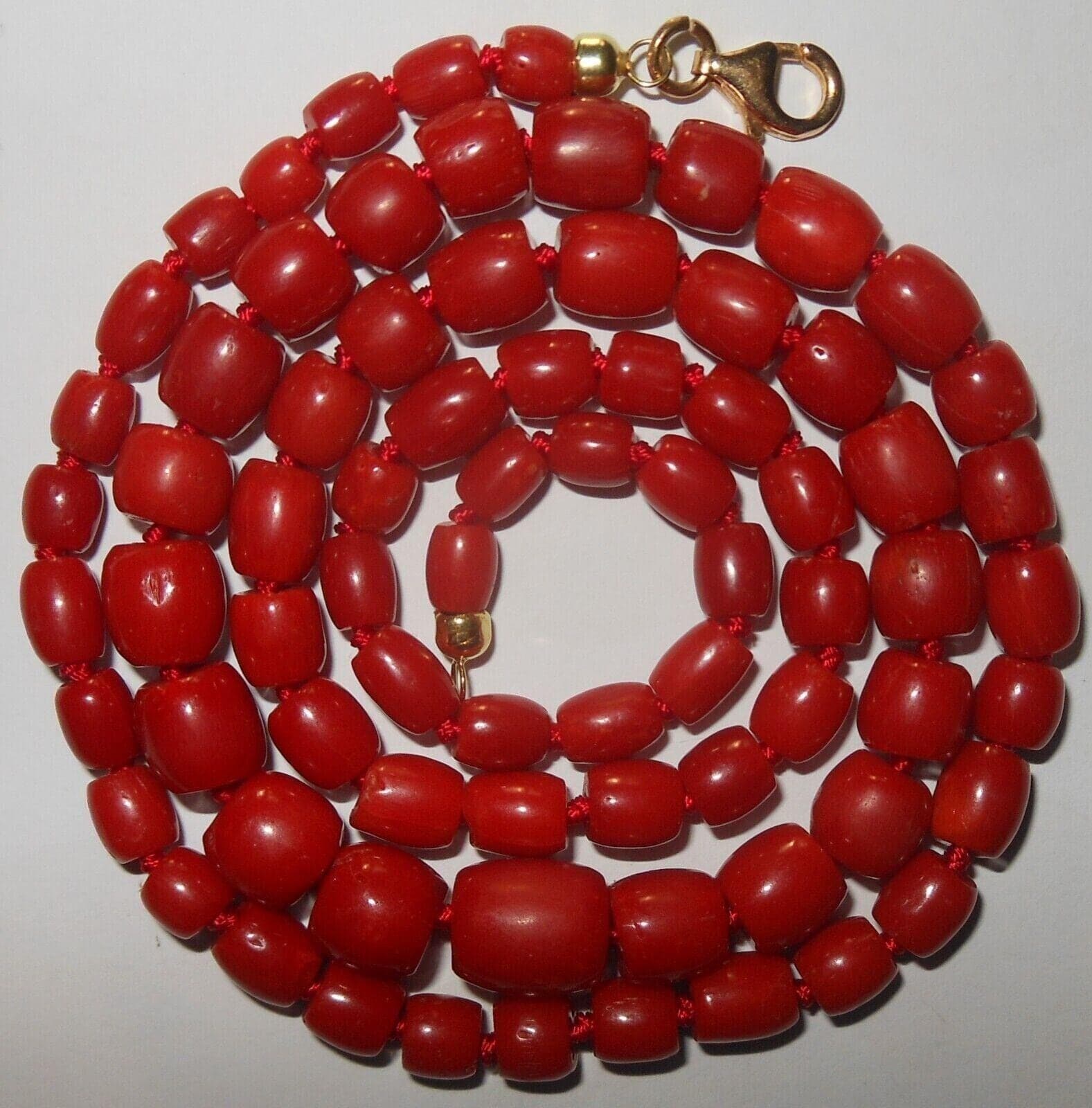 Importante e Magnifica collana corallo rosso Sardegna a barilotto