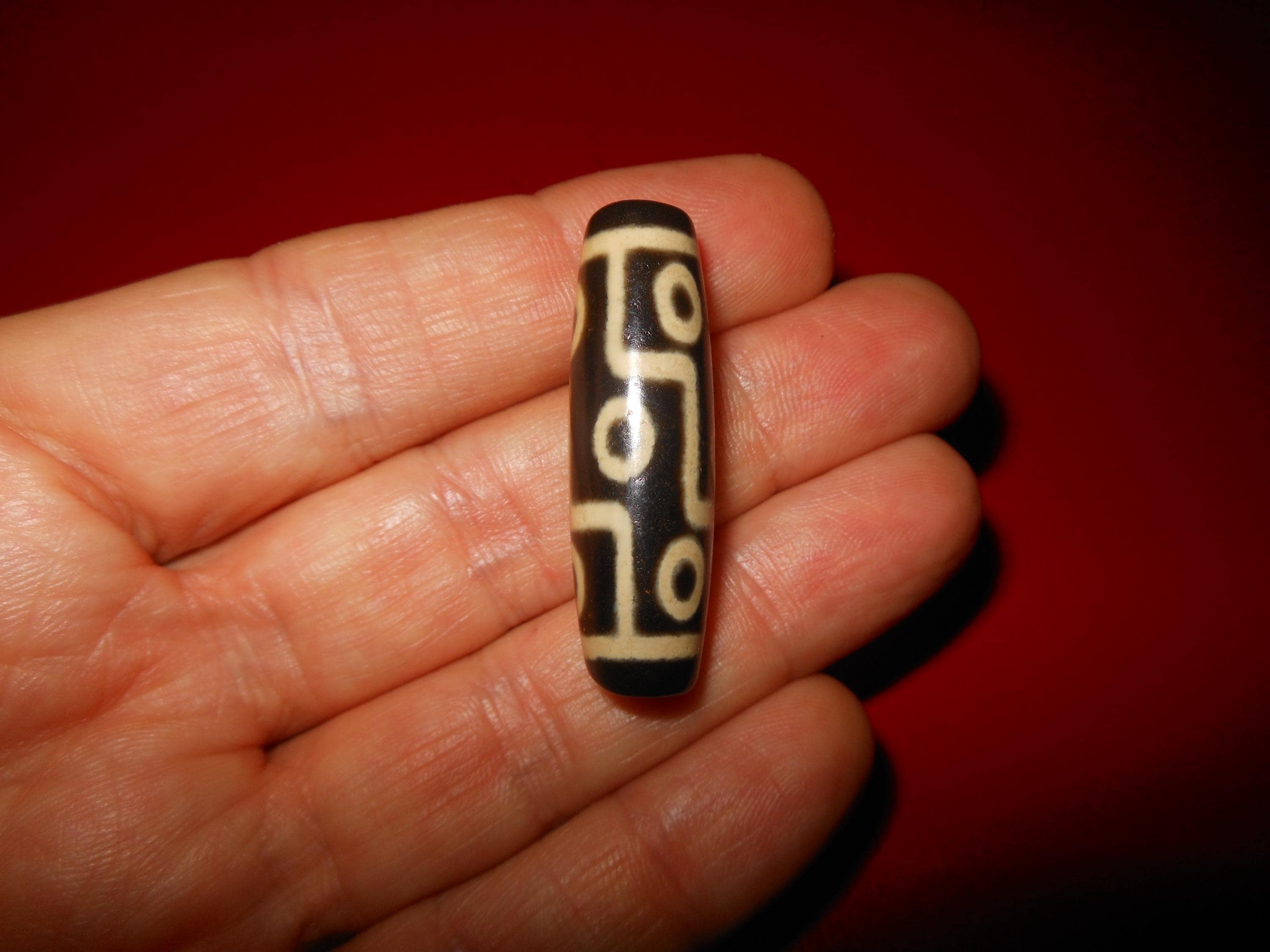 no. 156 - Rare Nine Eyes - Gzi Dzi Himalaya Tibet Amulet Bead - Man Necklace - Tibetan Mala
