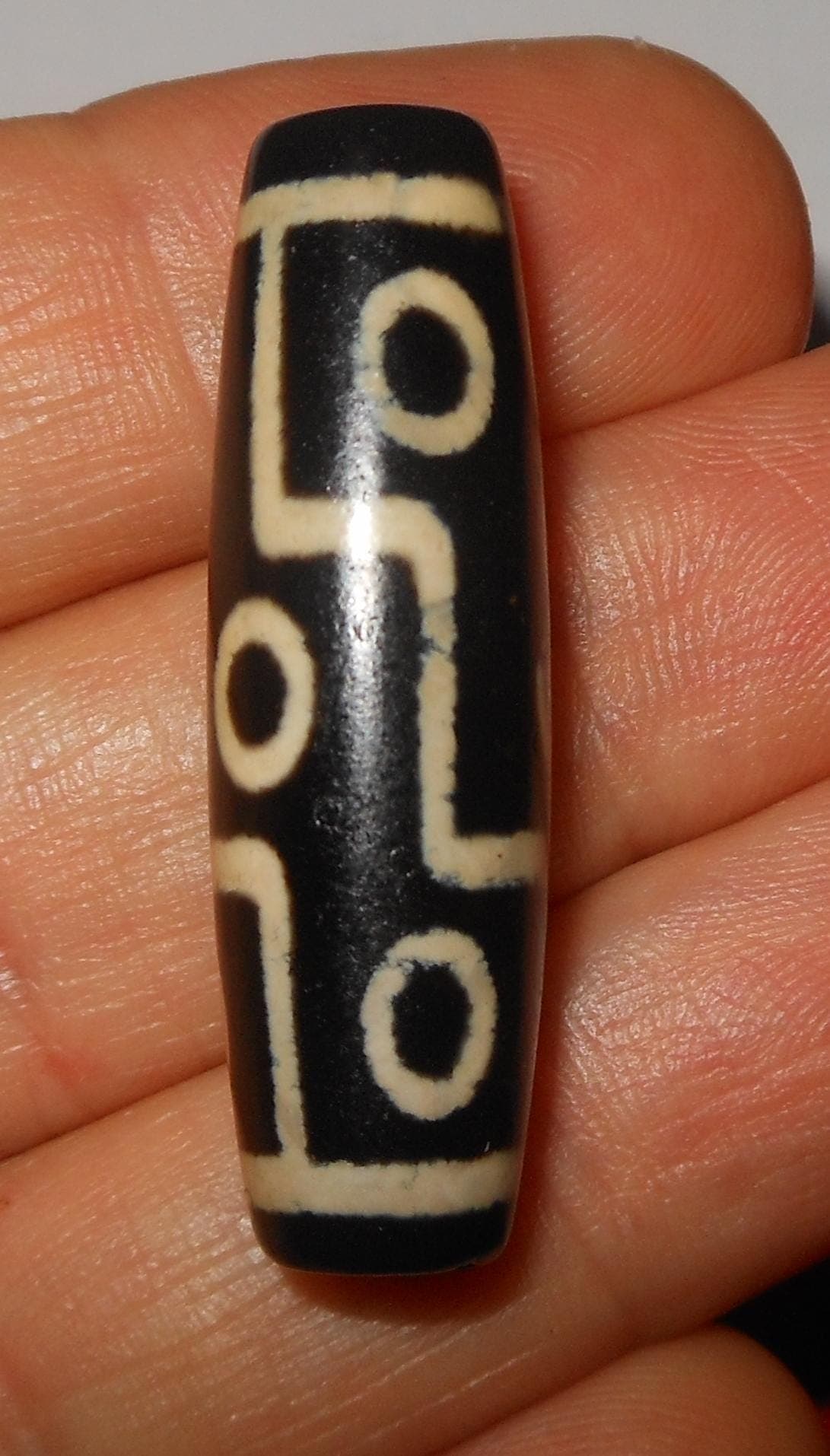 no. 167 - Rare Nine Eyes - Gzi Dzi Himalaya Tibet Amulet Bead - Man Necklace - Tibetan Mala - image 4