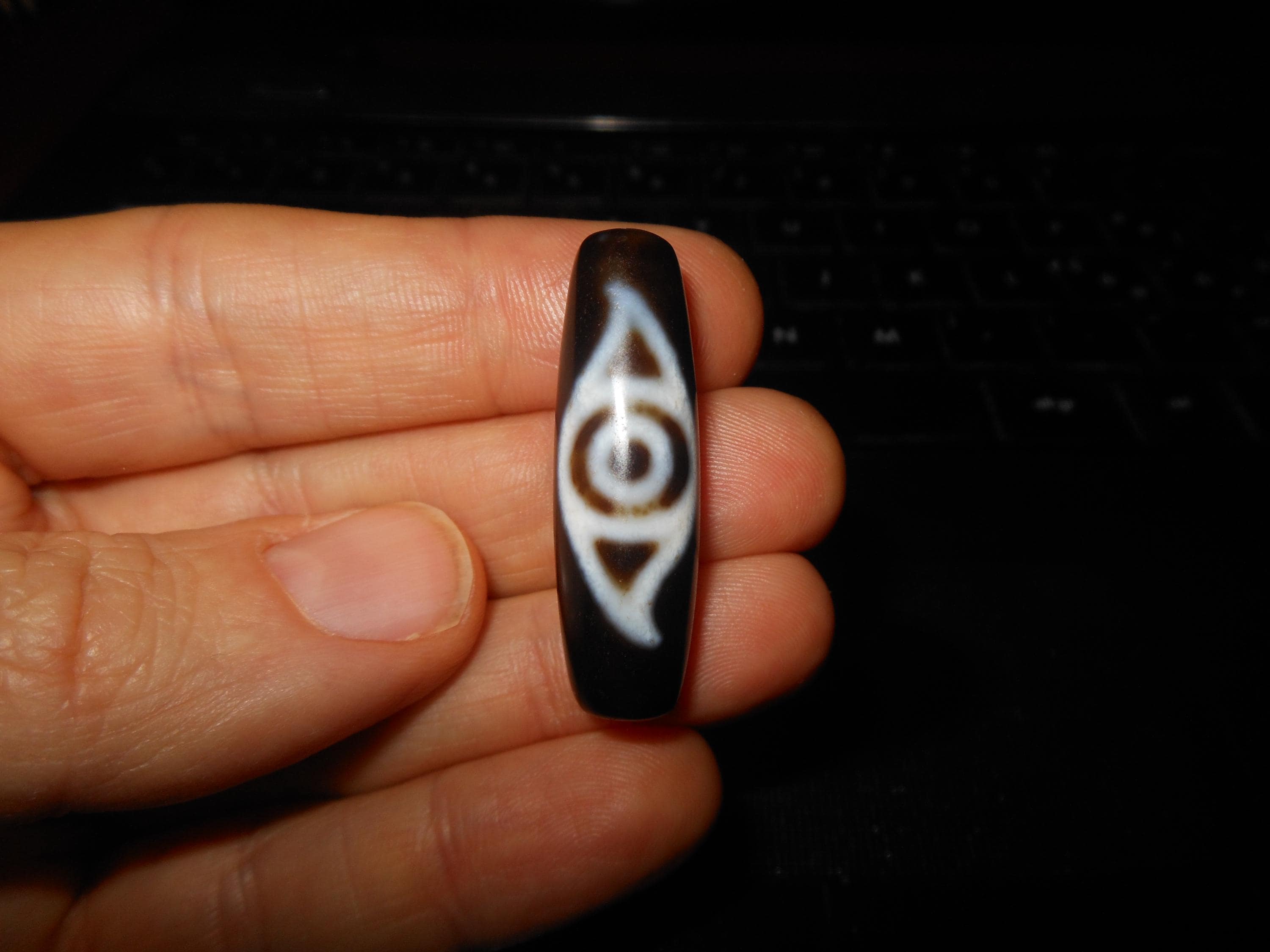 no. 151 - Phoenix Eye - VERY GOOD QUALITY - Gzi Dzi Himalaya Tibet Amulet Bead - Man Necklace - Tibetan Mala - image 5
