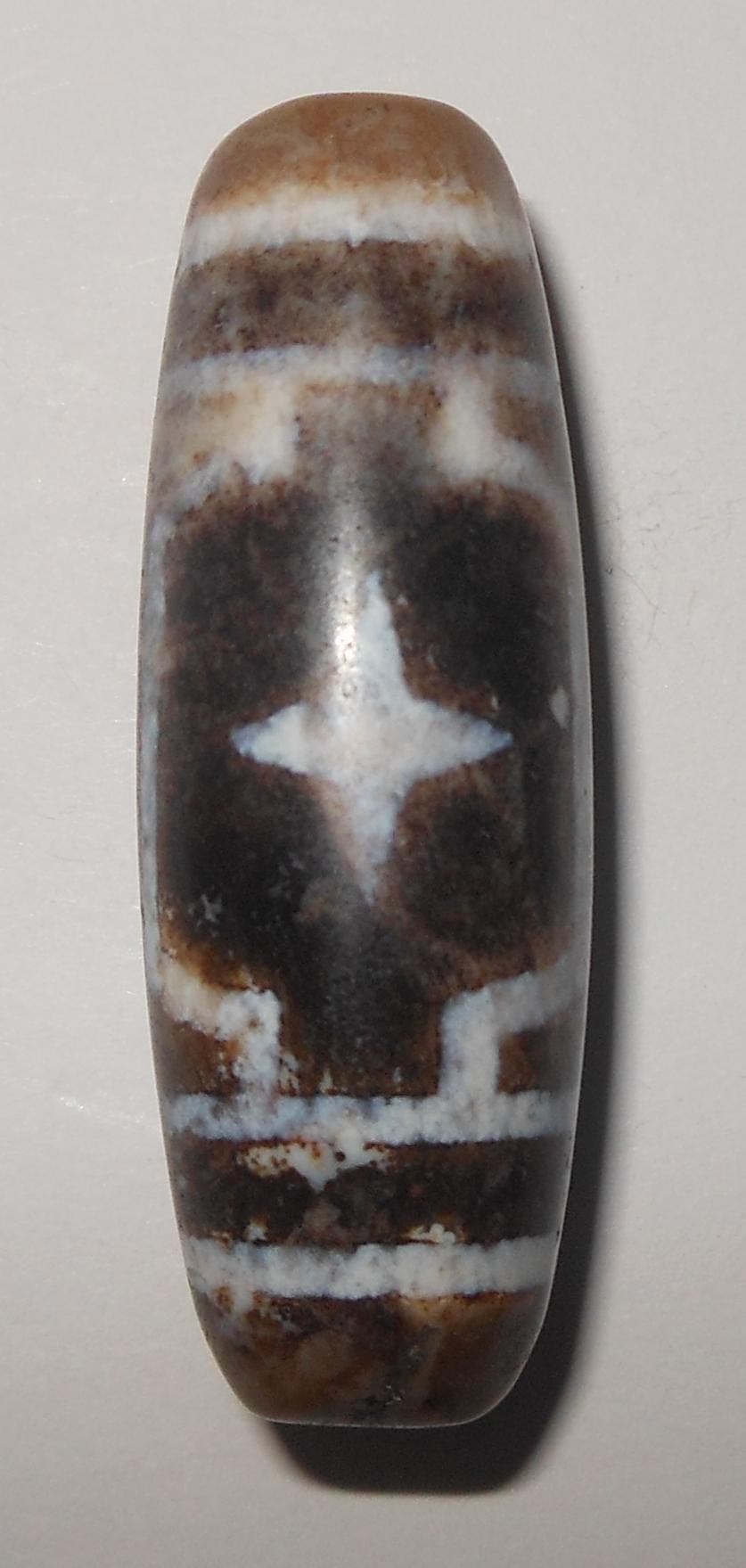 no. 148 - Two Stars - Gzi Dzi Himalaya Tibet Amulet Bead - Man Necklace - Tibetan Mala - image 3