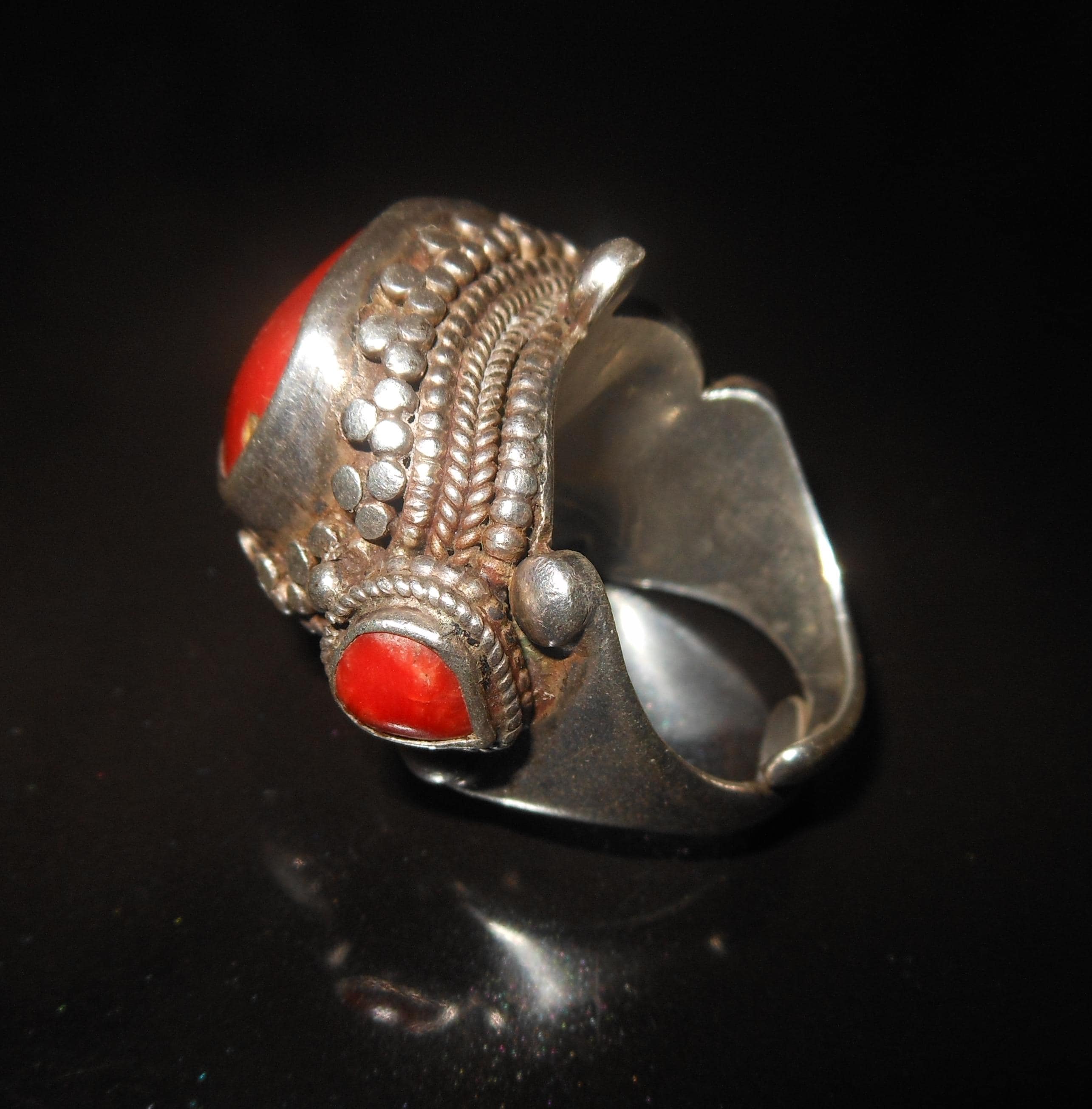 Yemen - importante anello argento sterling 925 e corallo rosso - image 4