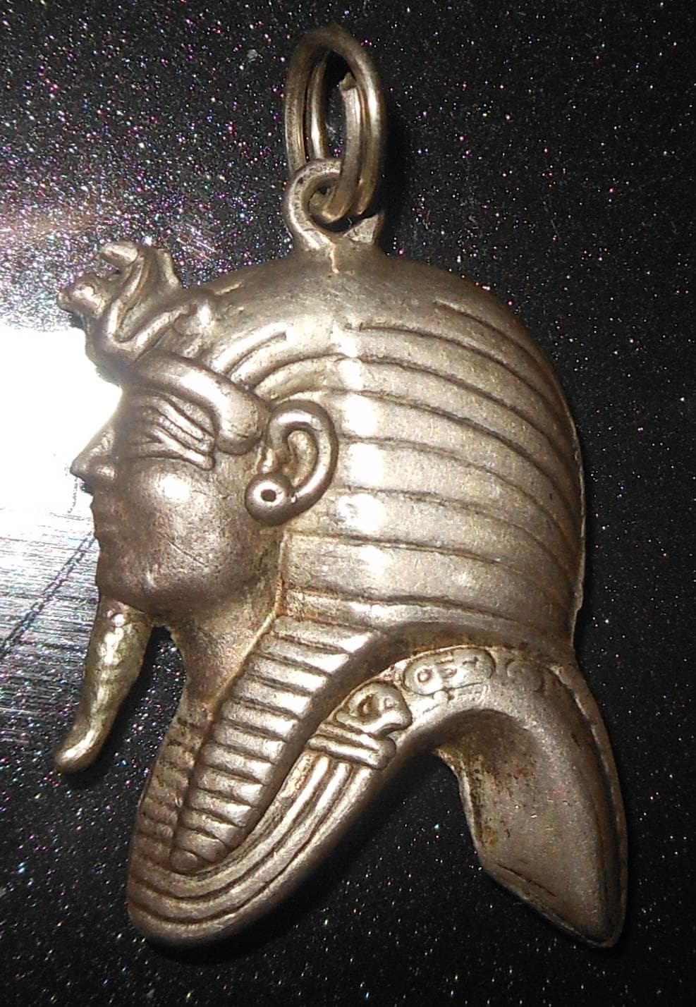 RARE Tutankhamon Mask Egypt Pharaon Silver charm pendant - image 3