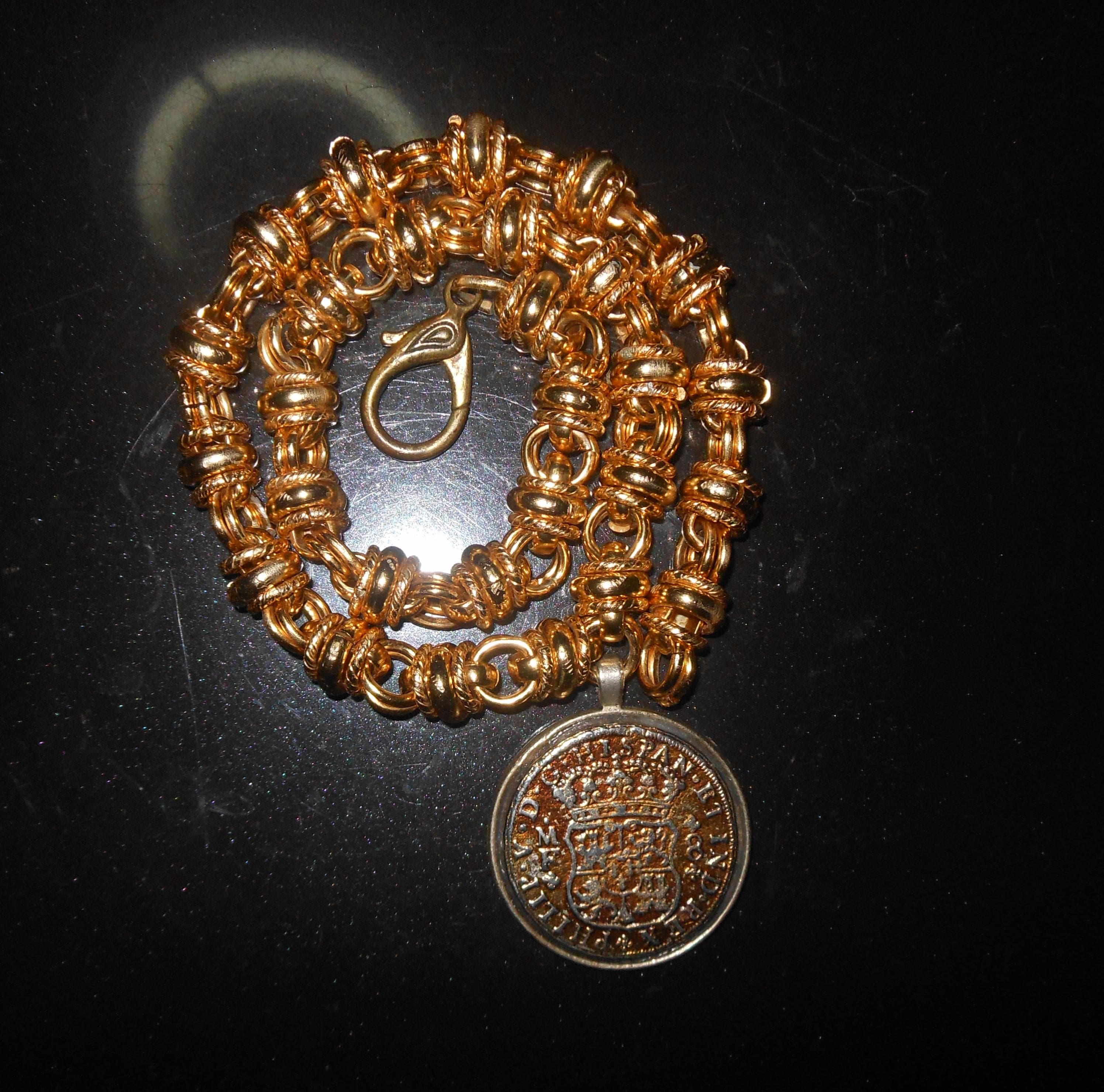 THE PIRATE NECKLACE - collana uomo boho donna riproduzione medaglione 8 escudos reales doblone