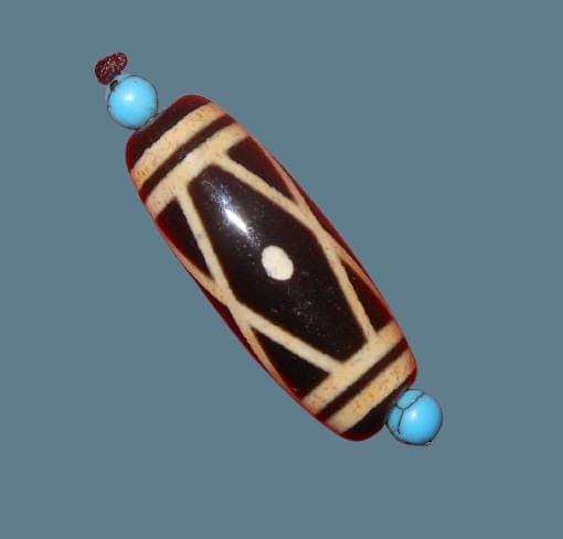 no. 98 - VERY RARE Three Eyes - Gzi Dzi Himalaya Tibet Amulet Bead - Man Necklace - Tibetan Mala