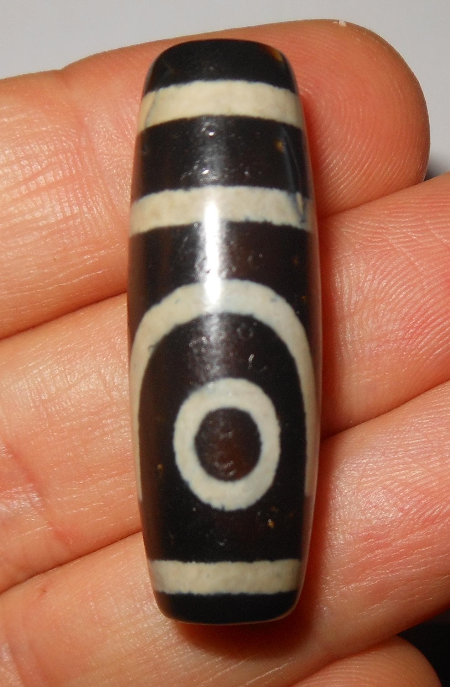 no. 170 - Two Eyes - Gzi Dzi Himalaya Tibet Amulet Bead - Man Necklace - Tibetan Mala - image 3