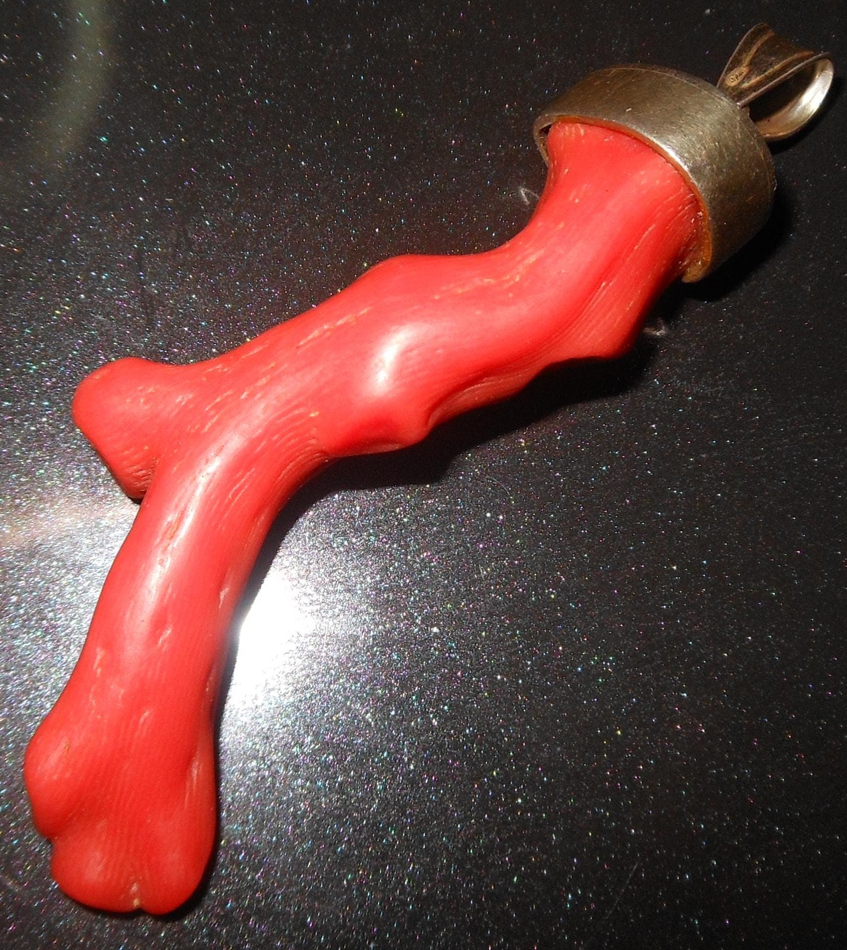 REGNO delle DUE SICILIE - pendente corallo rosso Sardegna argento per collana - image 3