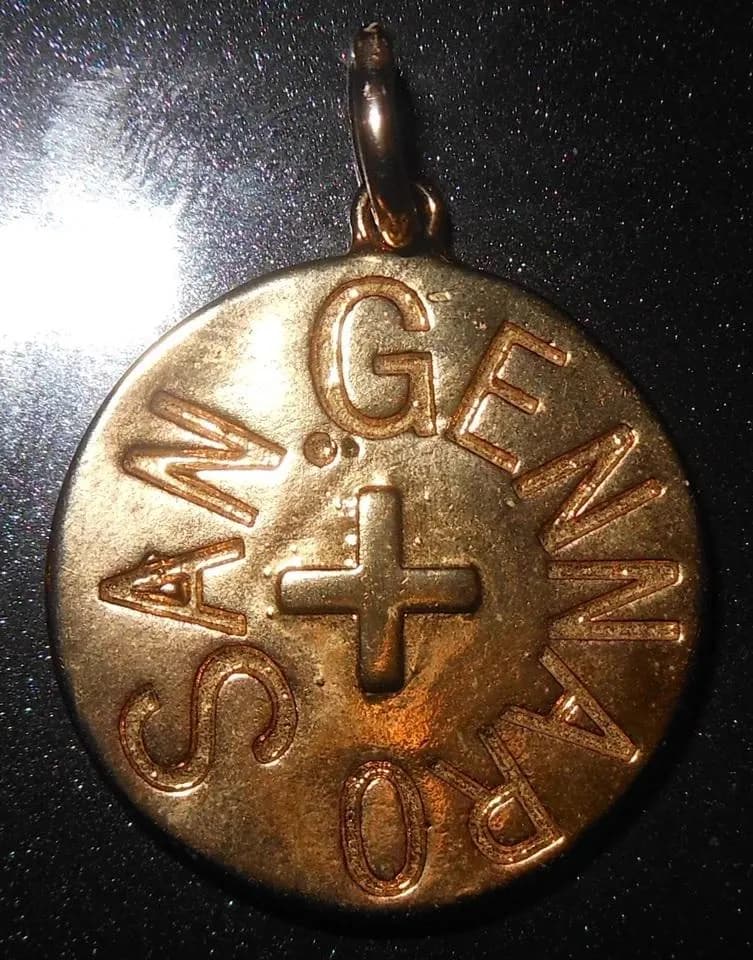 n. 2 Medaglia San Gennaro Napoli Ampolle Sangue Vescovo di Benevento - metallo dorato - image 3