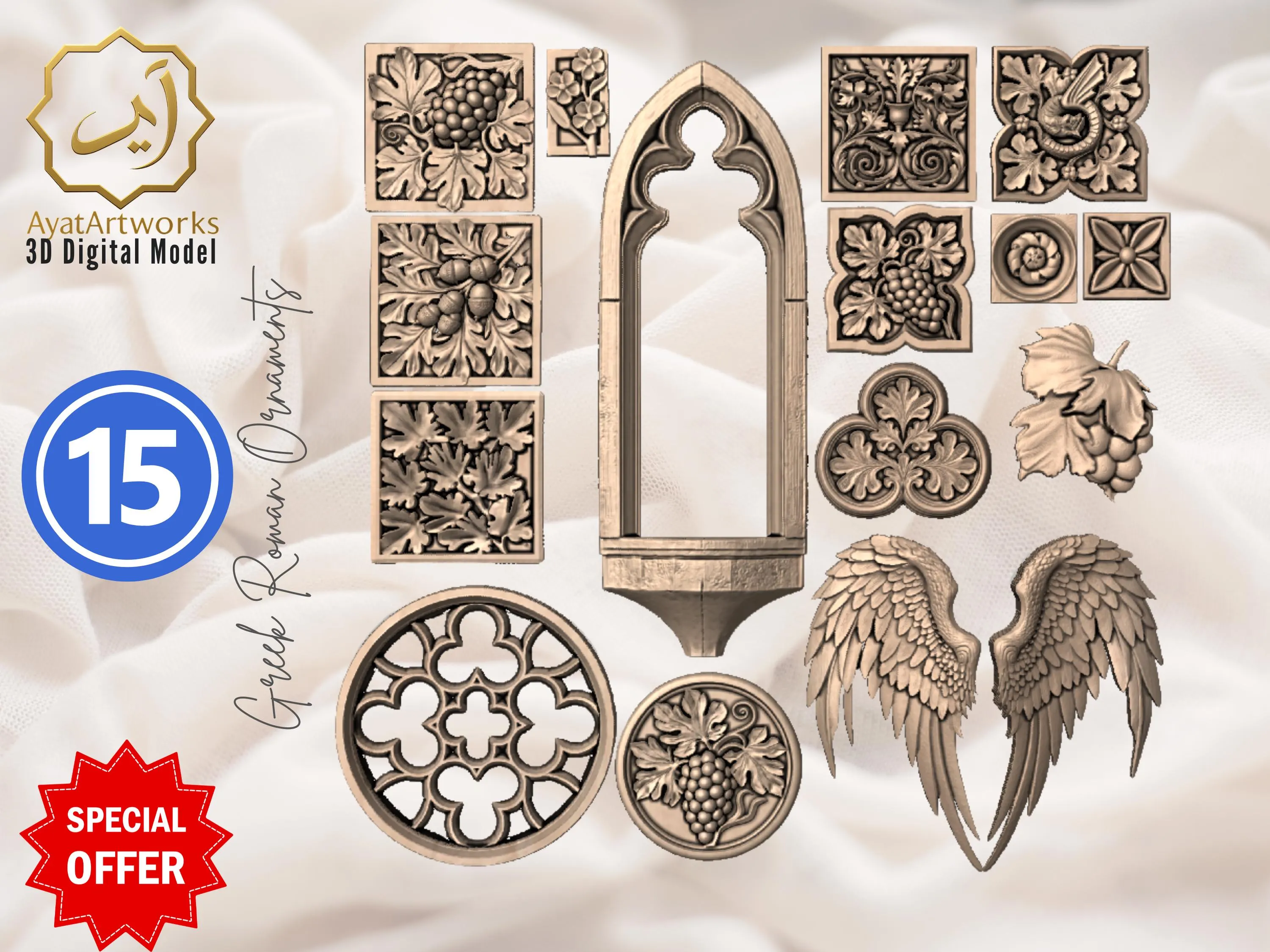 15 Gothic Romanesque 3D STL Models | 15 Pacchetto di Modelli 3D Gotico-Romanici | cathedral Church Architecture | gothic home decor