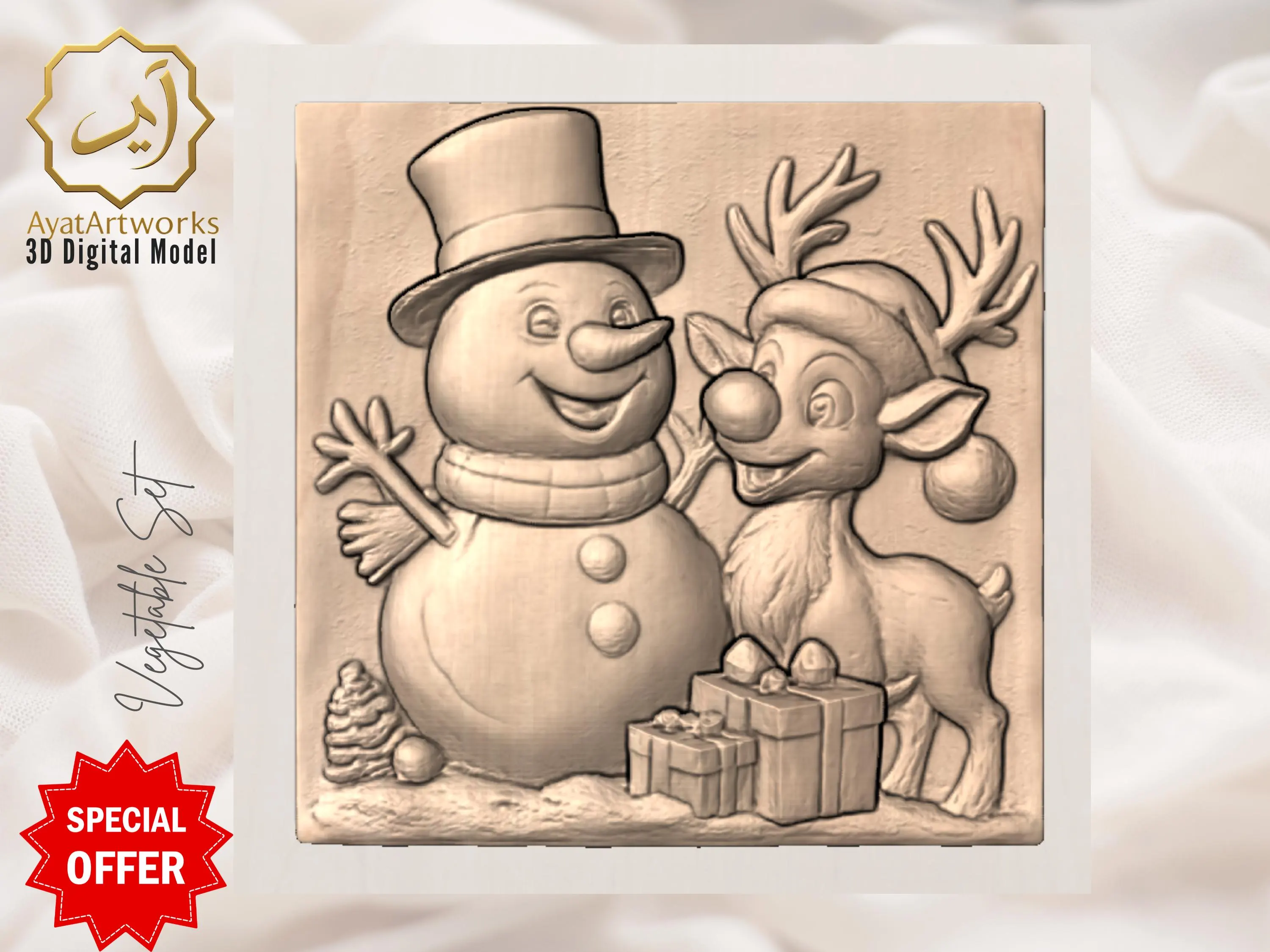 Free Gift-Only asking Subscription Cost- Christmas 3D Relief STL Bundle | Santa, Snowman & Reindeer CNC Models | Holiday Wall Art Digital - image 3