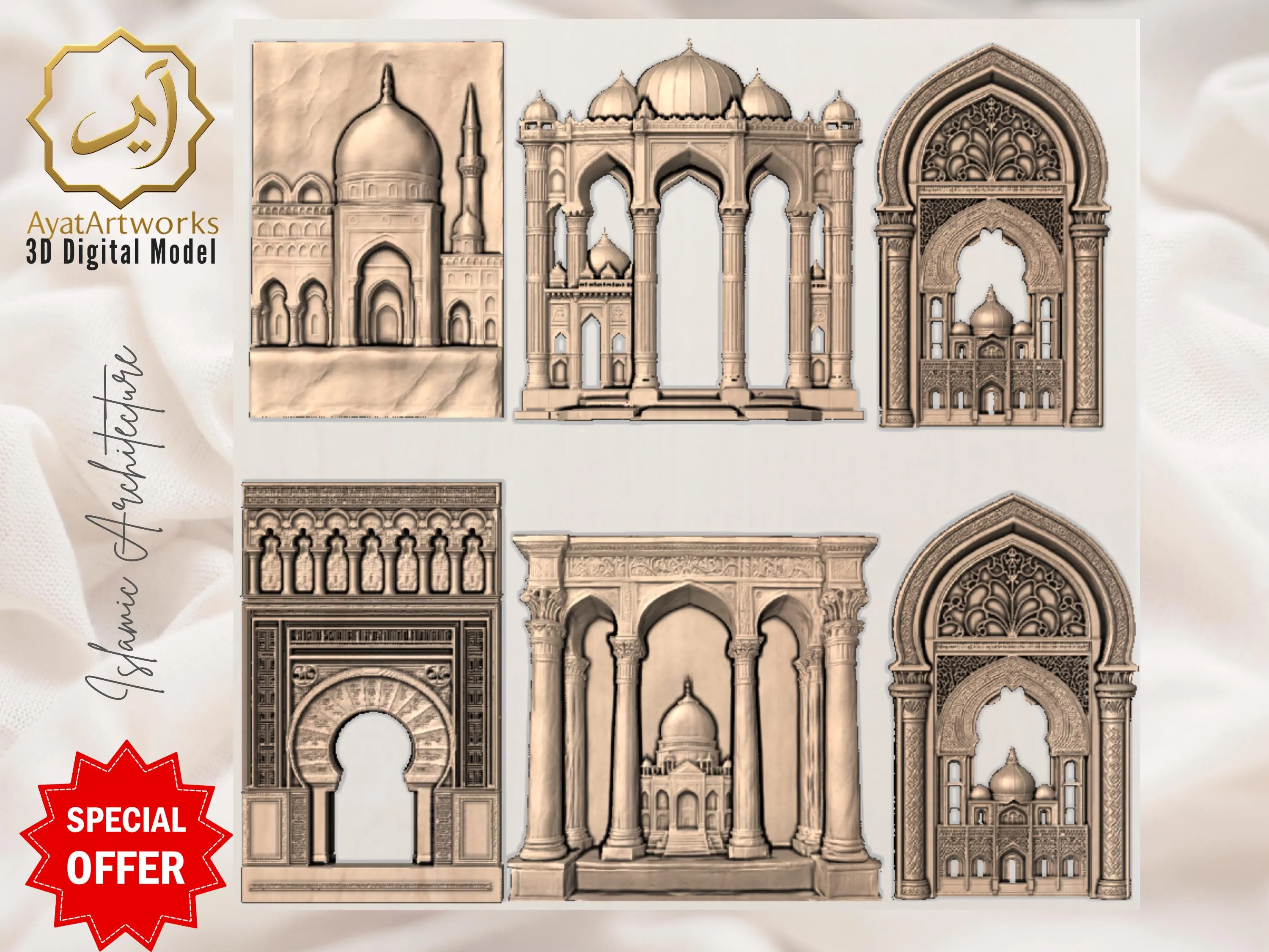 Turkish Moroccon Door 3D Bundle  6 STL Files – CNC, Laser Engraving & 3D Printing | Home Decor