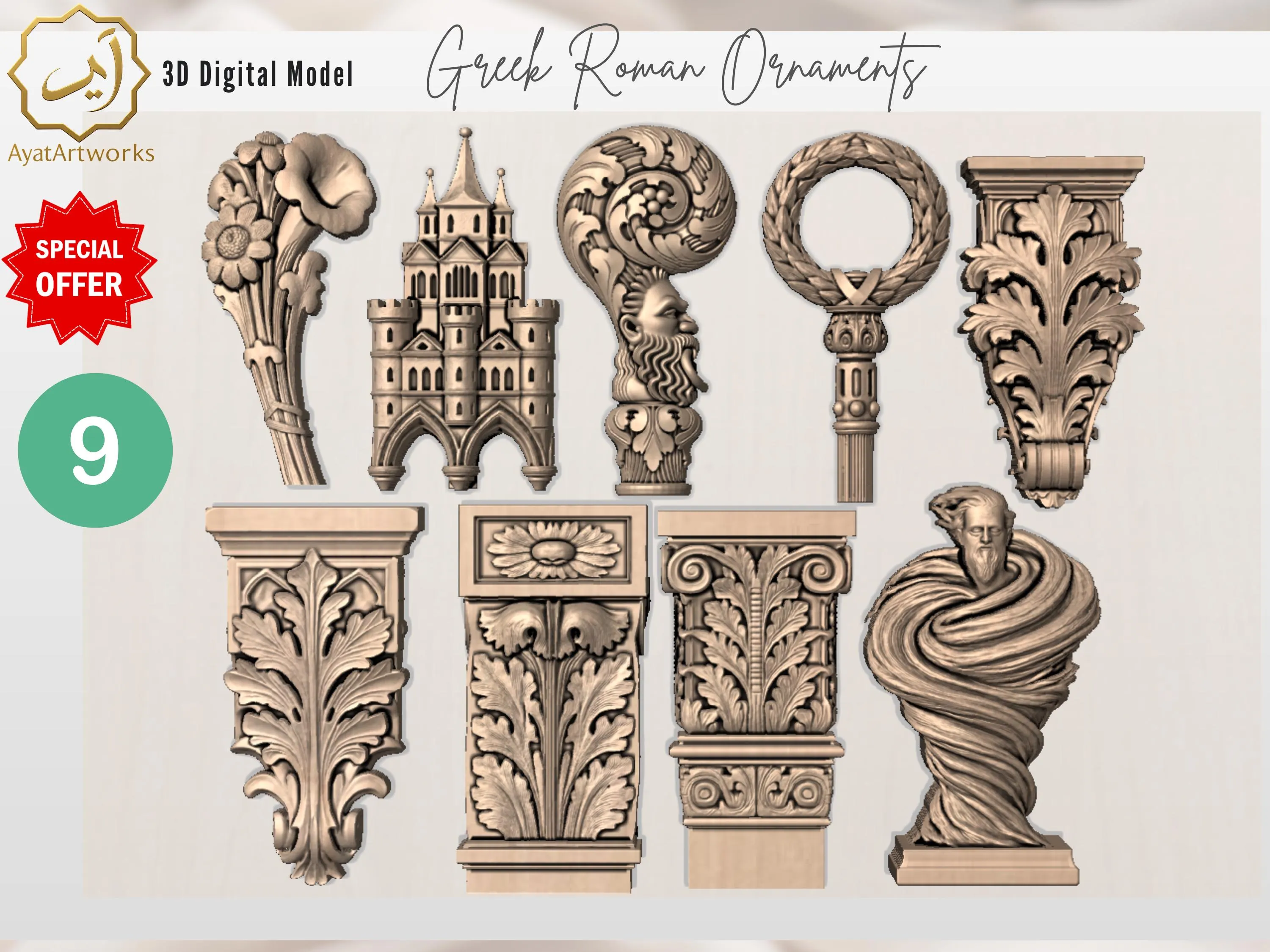 Gothic & Romanesque 3D Models Bundle: gothic home decor, CNC, Laser, 3D Printing (STL Files, Digital Download) gothic home decor