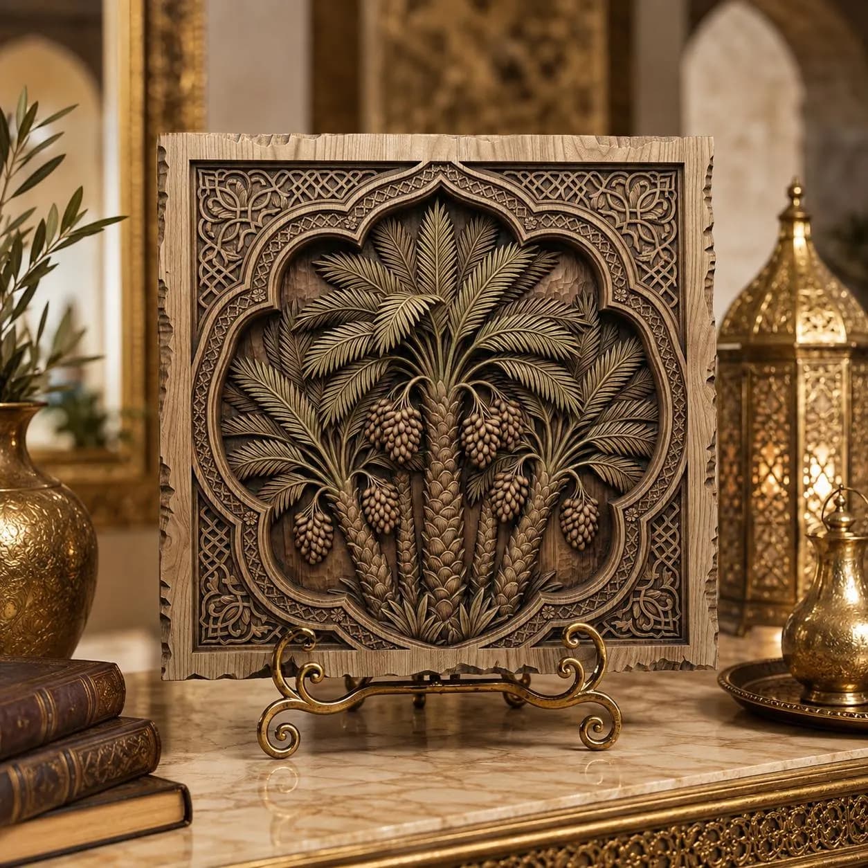 Oasis Palm Tree Decorative Panel CNC Relief STL | Arabian Wall Art Design | Mediterranean Garden Wood Carving | Middle Eastern Home Decor - image 5