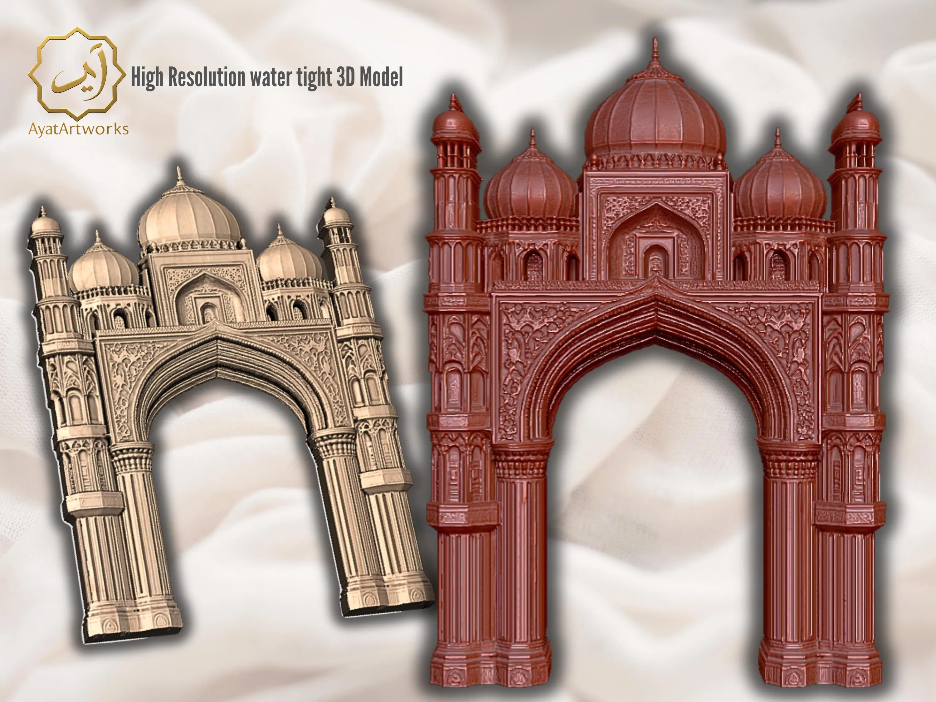 Ancient  Fort Door Arch | Islamic Architecture | Front View Door Arch 3D | STL, OBJ for 3D Printing & Rendering | Turkish Mughal Design