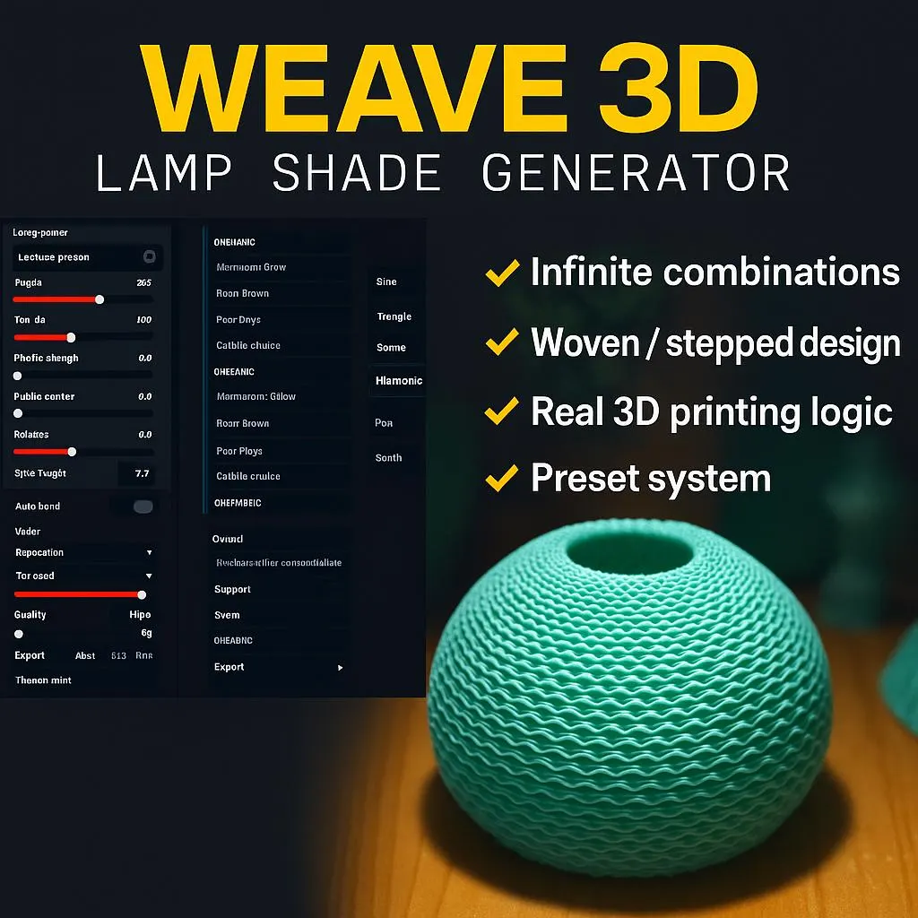 Parametric Weave Lamp Shade Generator – 3D Printable Lampshade Web App | Thousands of Custom Combinations - image 3