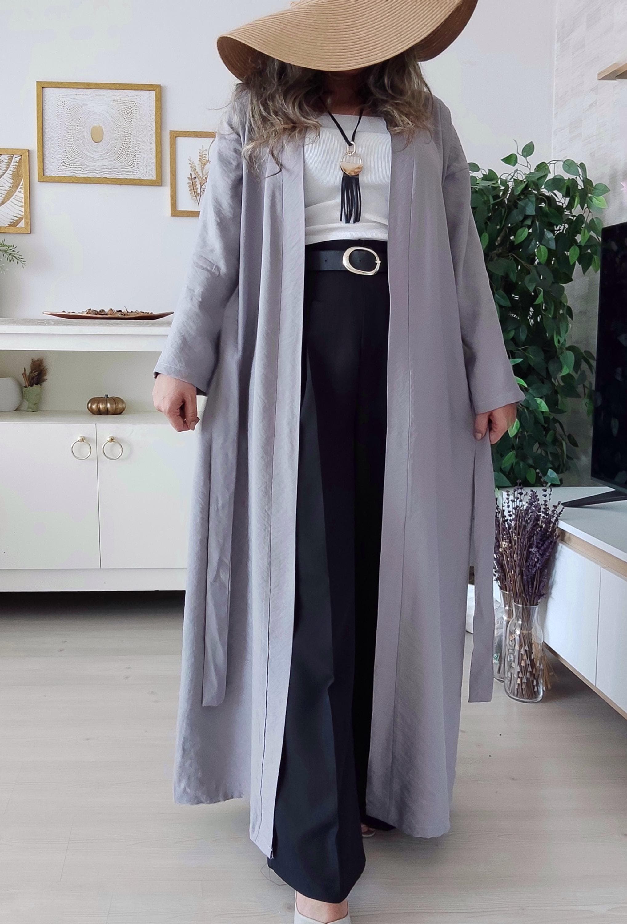 Luxury Gray Abayas Clothes | Boho Modest Fashion Kimono | Hajj, Eid, Hijab Fashion Abaya Femme - image 4