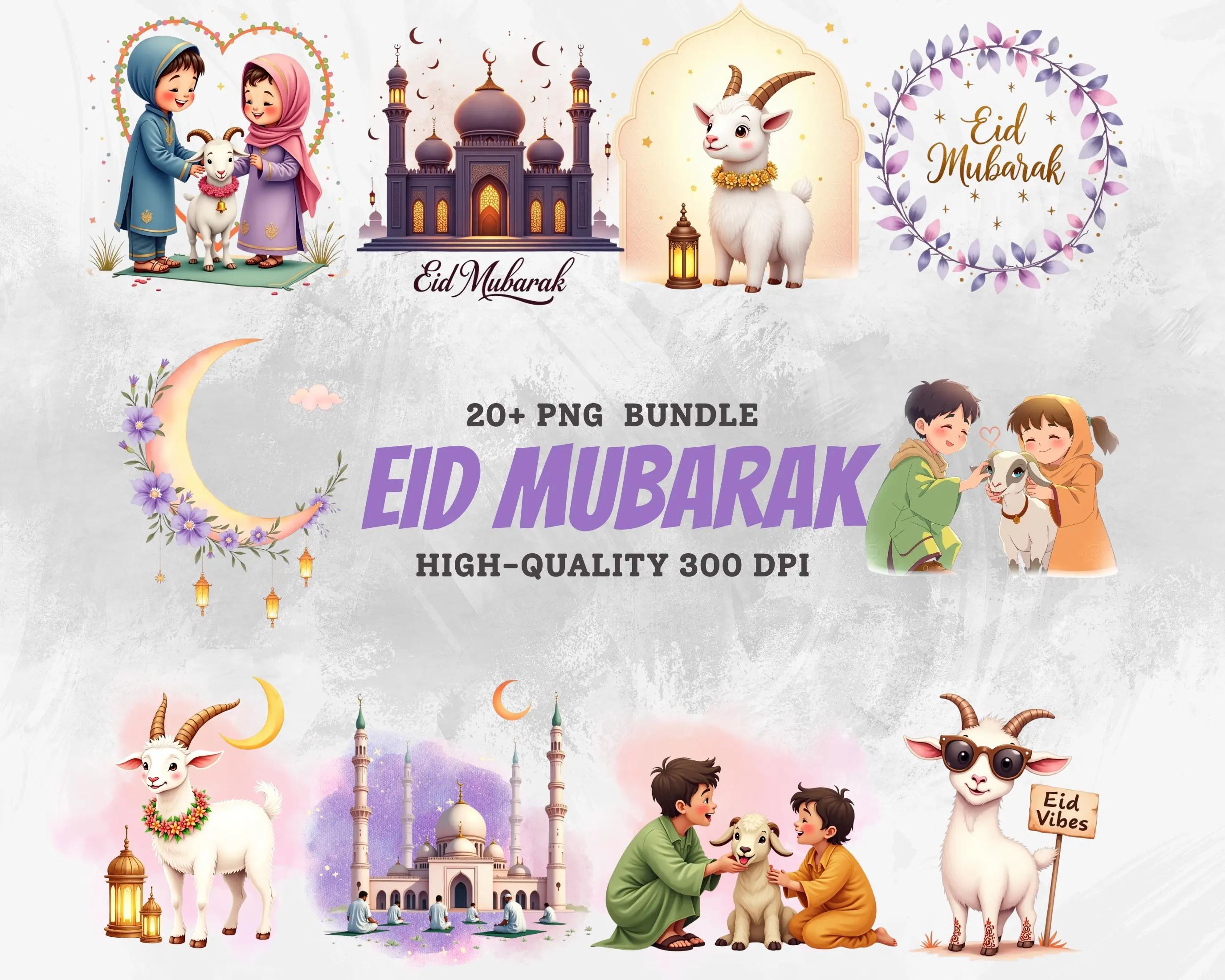 Eid al adha PNG Bundle, Eid Mubarak Clipart, Eid ul adha Mosque PNG, Celebrating Bakra Eid Designs, Muslim Celebration Islamic Arts PNG