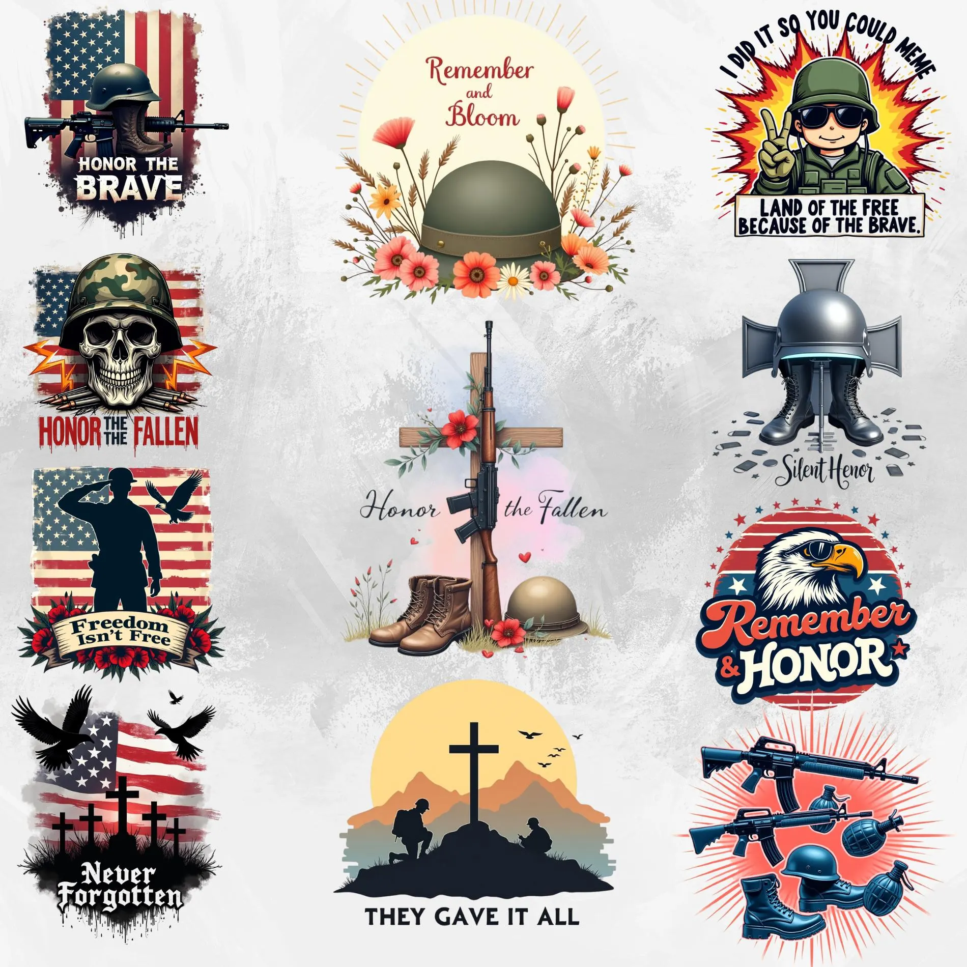 Memorial Day PNG Clipart Bundle: Patriotic USA Flag Designs (Digital Download) - image 2